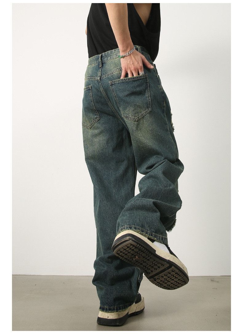Japanese Brand × Jean Washed distressed loose-fitting ripped straight jeans Size US 32 / EU 48 - 6 Thumbnail