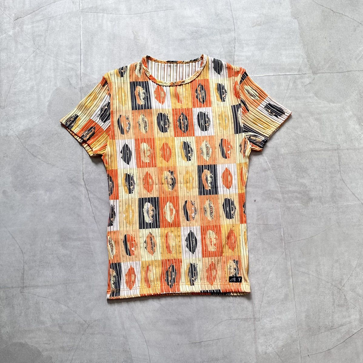 Mesh Issey Miyake Pleats Please Style T Shirt Lips Eyes