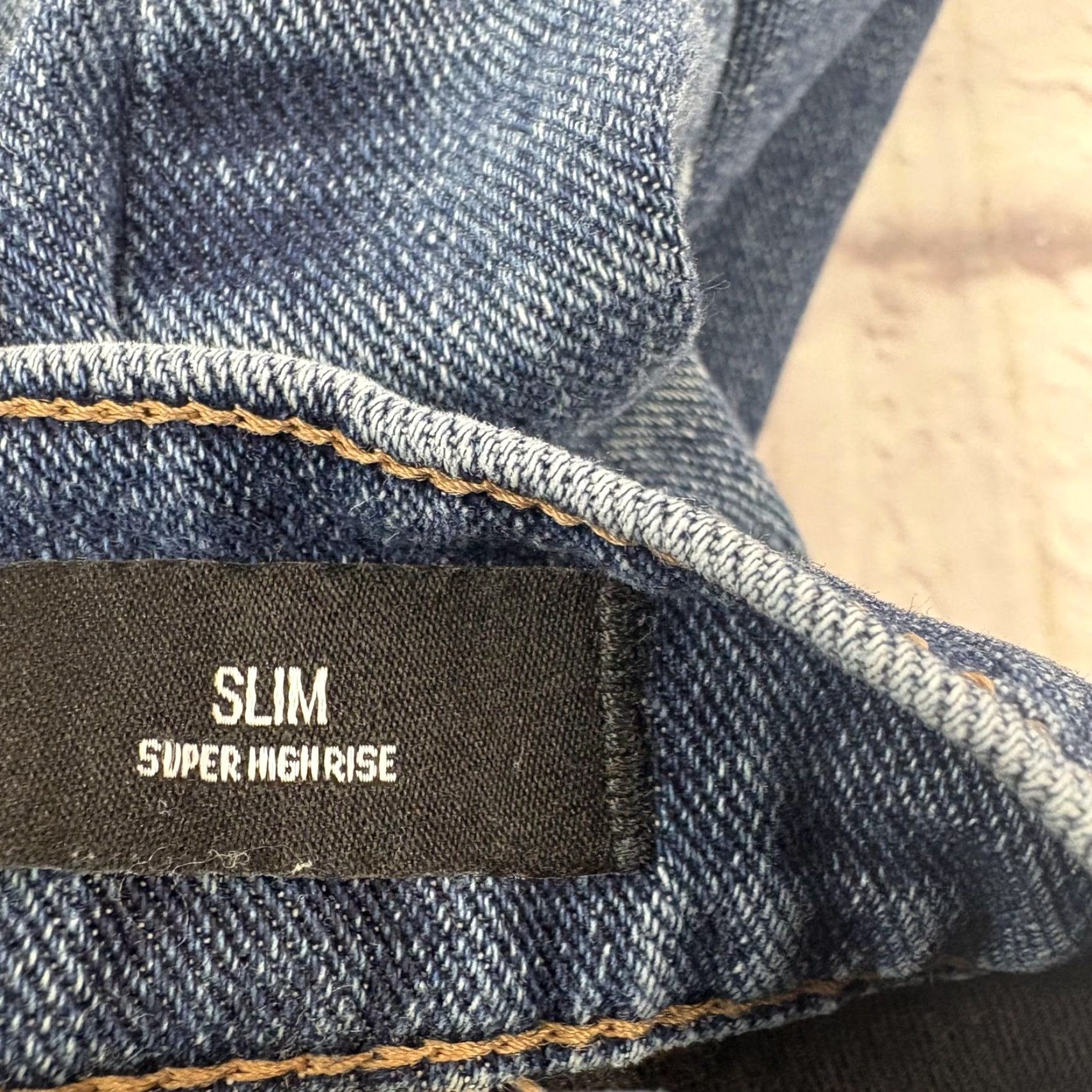 Express Express Jeans Womens Slim Super High Rise Medium Wash 28x27 Denim Distressed Pockets Zip Floats Size 25" / US 0 / IT 36 - 5 Thumbnail
