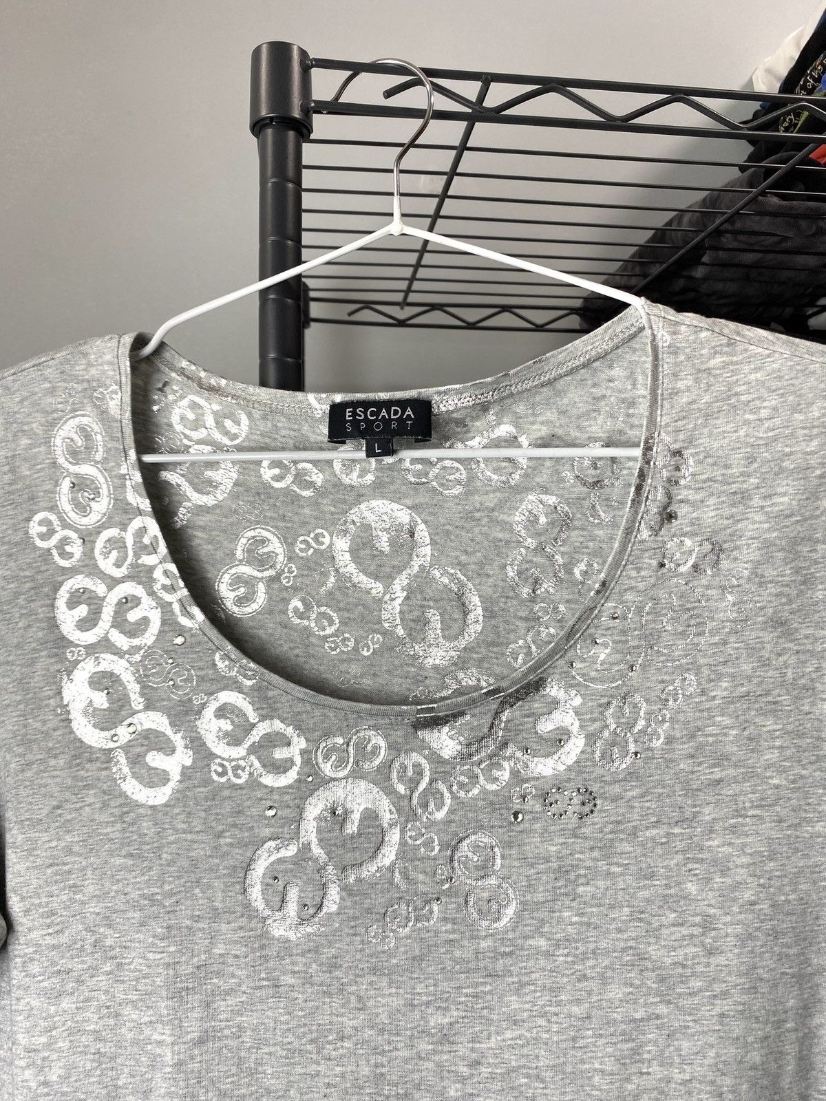 Escada Sport Luxury Escada Silver Neck Print T Shirt Size L / US 10 / IT 46 - 2 Thumbnail