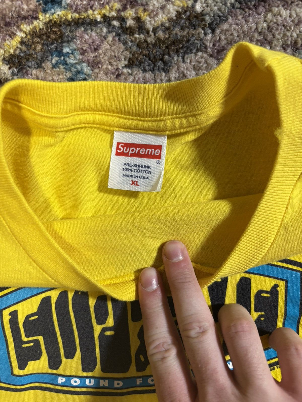 Supreme Supreme Yellow Pound Tee Size US XL / EU 56 / 4 - 2 Thumbnail