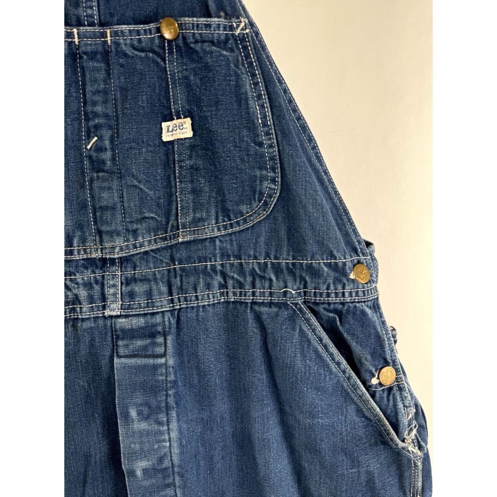 Lee VINTAGE LEE SANFORIZED UNION MADE USA Denim Overalls 36 x 29 Distressed Blue Mens Size US 36 / EU 52 - 3 Thumbnail