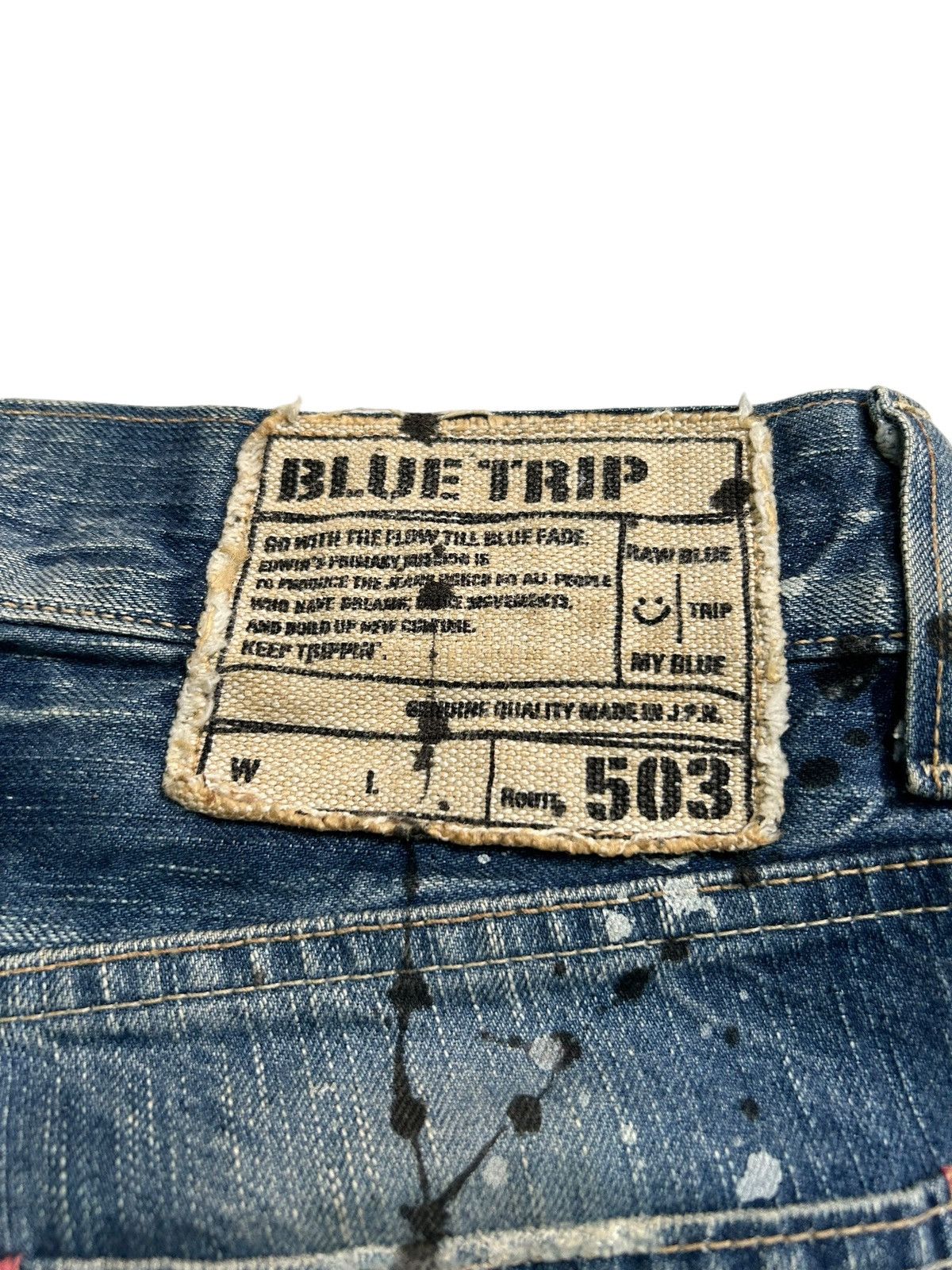 Japanese Brand × Kapital × Vintage Edwin Distressed Blue Trip 503 Grunge Punk Rock Style Denim Size US 32 / EU 48 - 9 Thumbnail