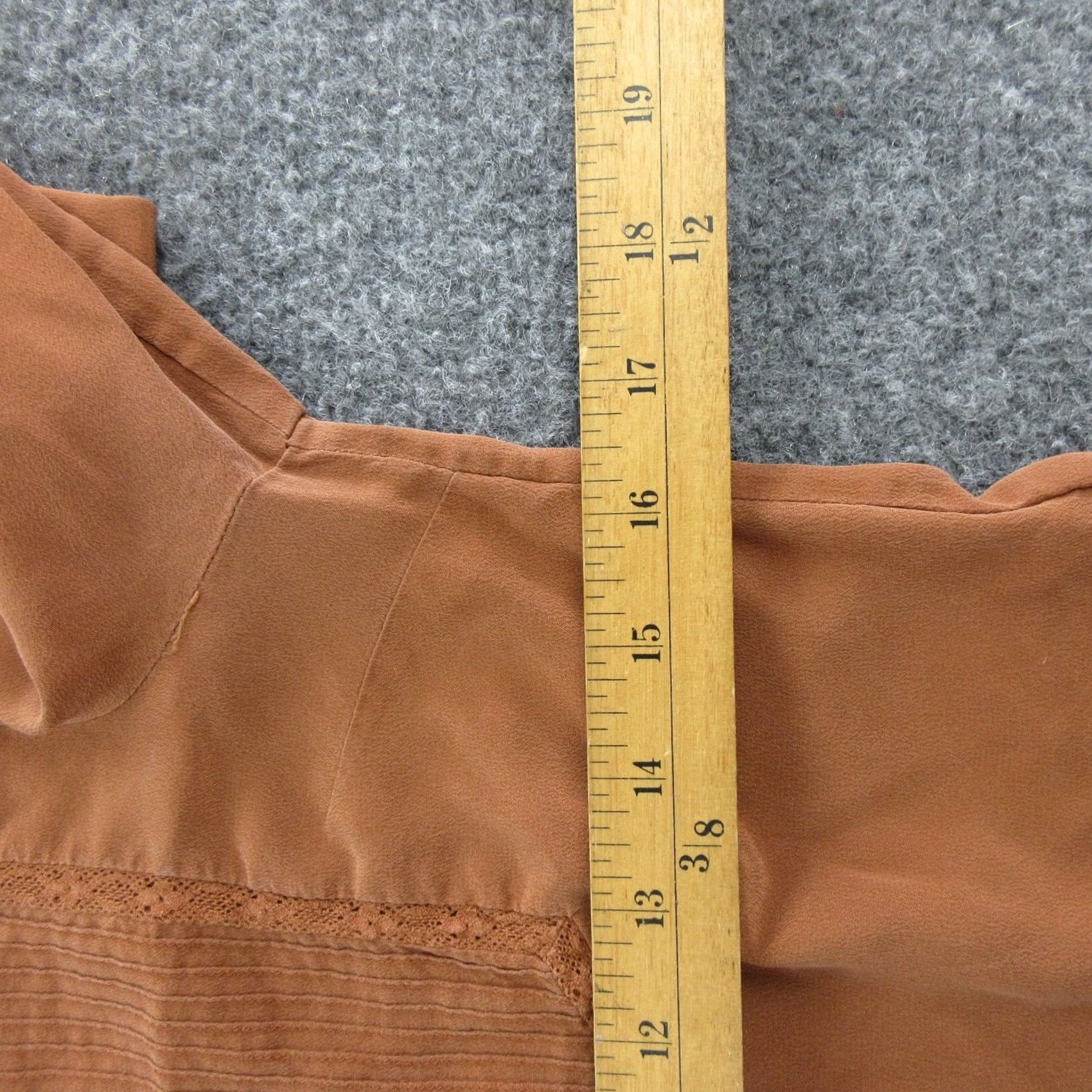 Vintage Sézane Blouse Womens 34 Orange Silk High Neck Ruffle Pleated Long Sleeve Top Size XXS / US 00 / IT 34 - 4 Thumbnail