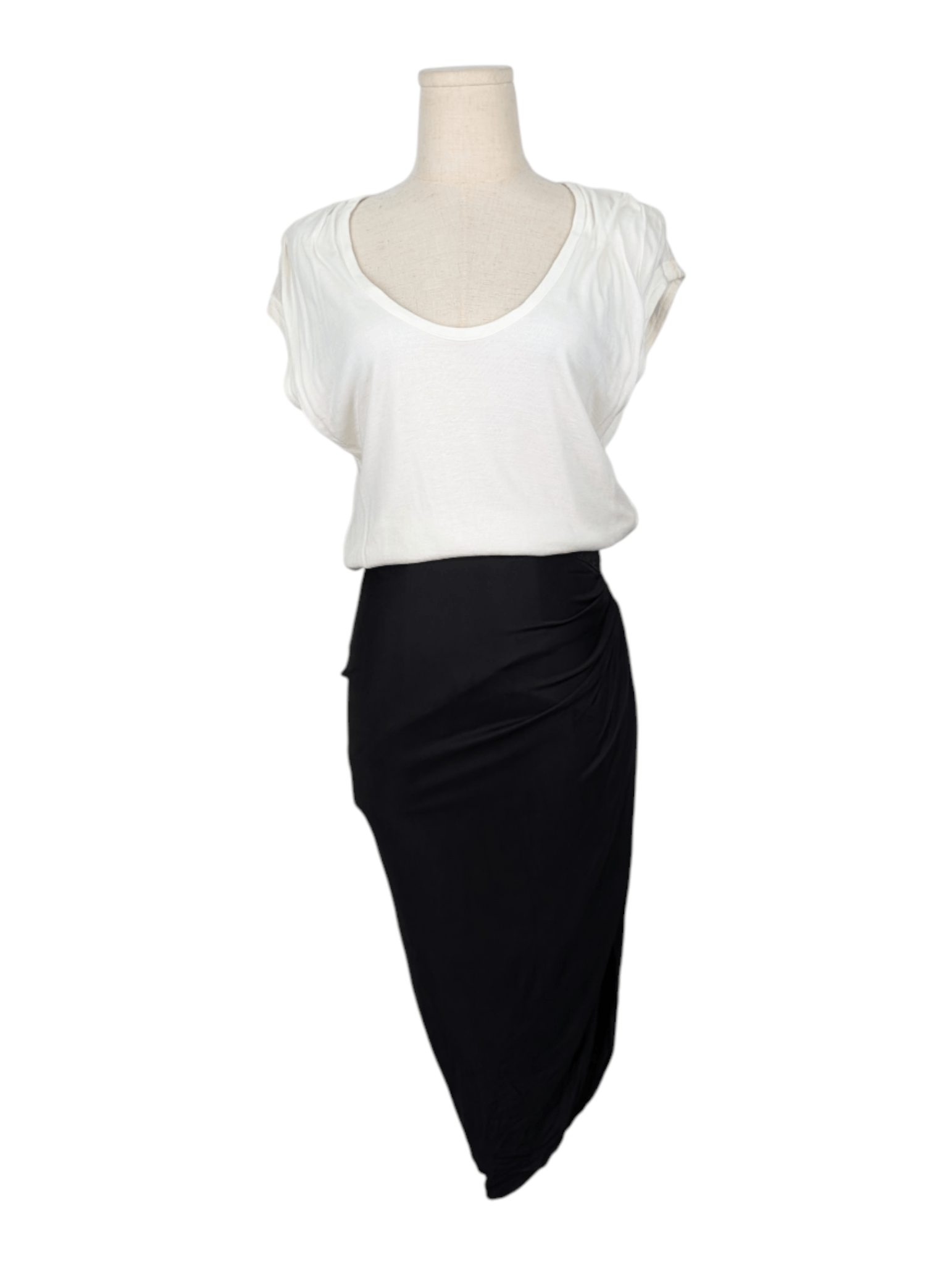 Alexander Wang White Cap Sleeve and Black Draped Dress Size XS / US 0-2 / IT 36-38 - 1 Thumbnail