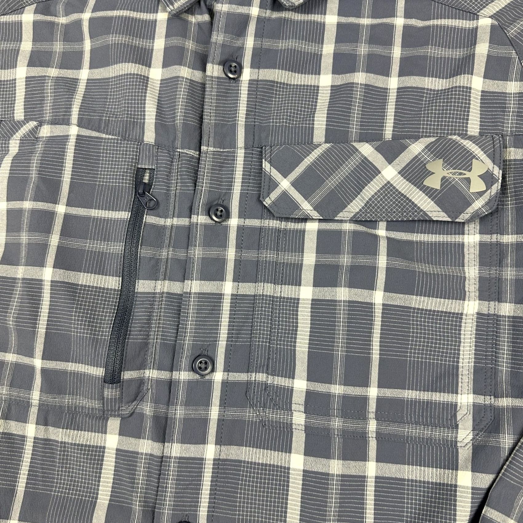 Under Armour Under Armour Shirt Men Medium Blue Plaid Long Sleeve Button Up Fishing Outdoor M Size US M / EU 48-50 / 2 - 4 Thumbnail