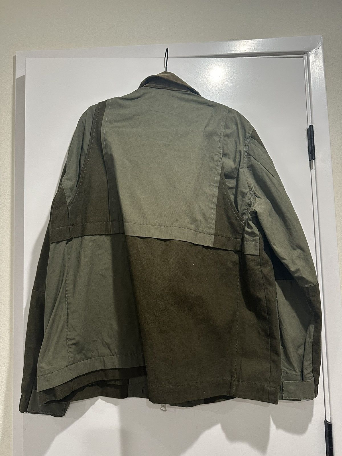 Sacai Sacai Cotton-Nylon Oxford Blouson Jacket in Green
