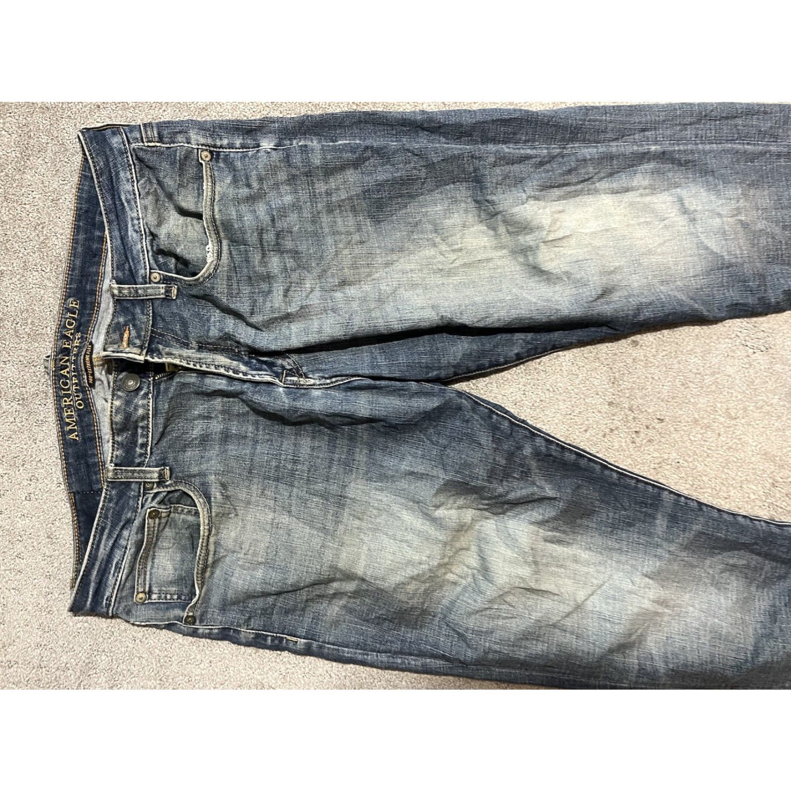American Eagle Outfitters American Eagle Outfitters Jeans Mens Slim Straight 38x32 Blue Denim 360 Extreme Flex, 5-Pocket, Distressed, Stretch, Regular Size Size US 38 / EU 54 - 5 Thumbnail
