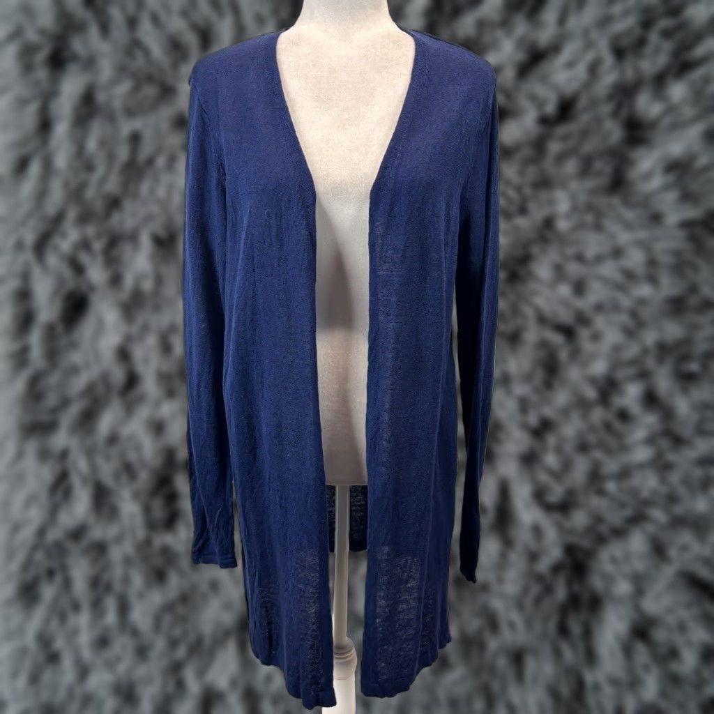 Vintage Women's Travelsmith Linen Blend Cardigan Sweater Small Navy Blue Long Sleeve Open Front Knit Size S / US 4 / IT 40 - 1 Thumbnail
