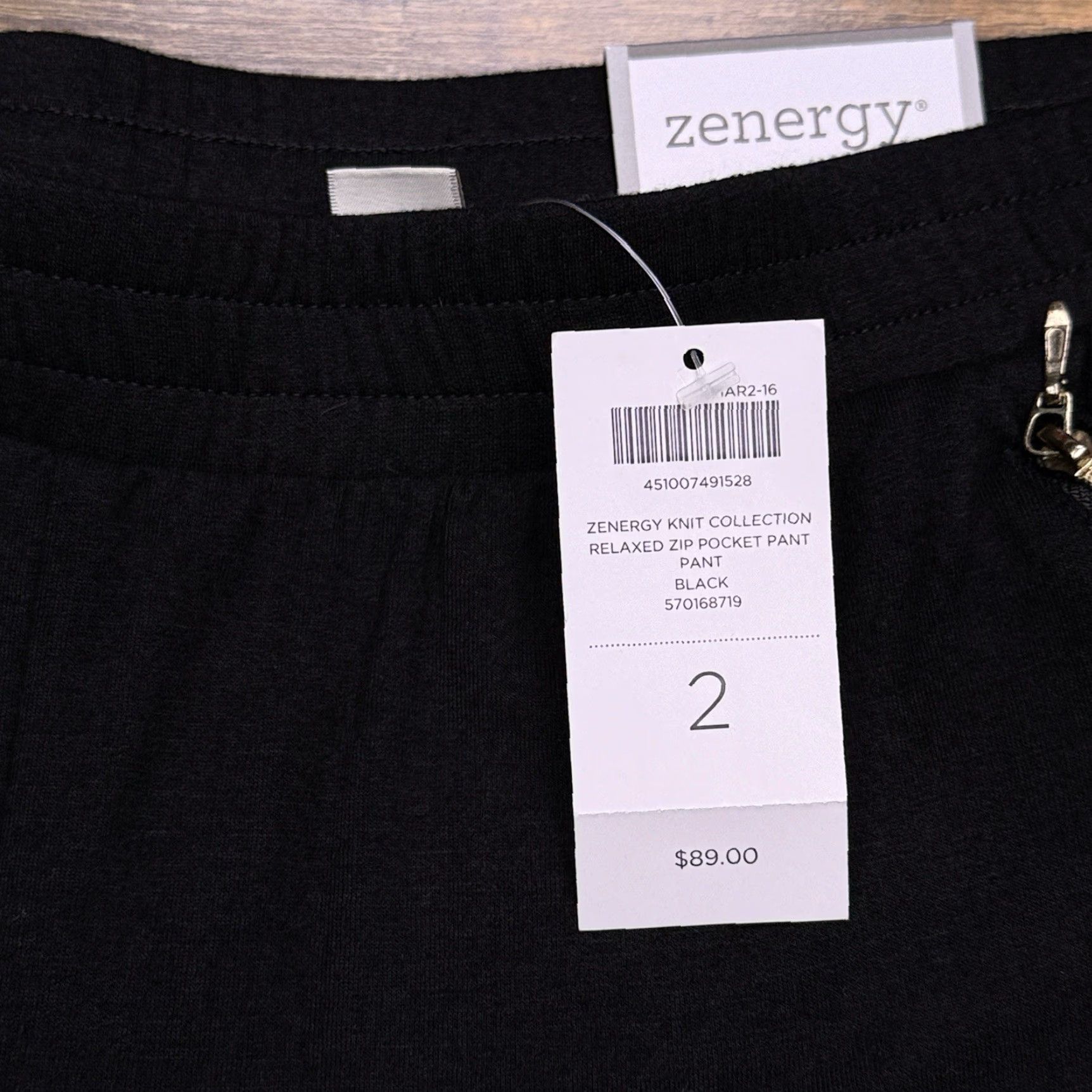 Vintage Zenergy Black Womens Pants Ankle Stretch Zip Pocket High Rise 2 Relaxed Straight City Size 26" / US 2 / IT 38 - 4 Thumbnail