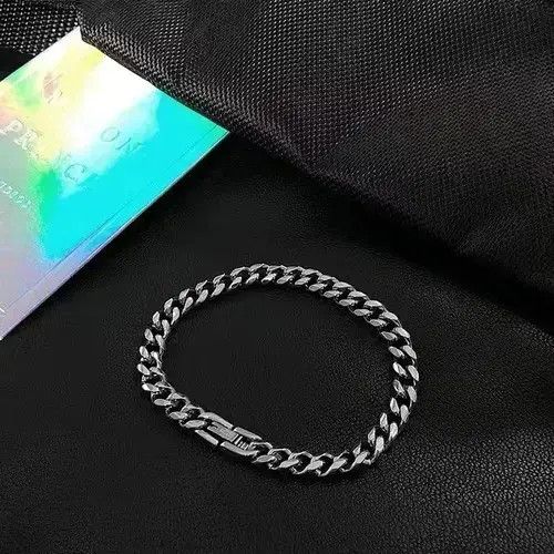 Japanese Brand Fashion Silver Titanium Steel Men's Bracelet Size ONE SIZE - 2 Thumbnail