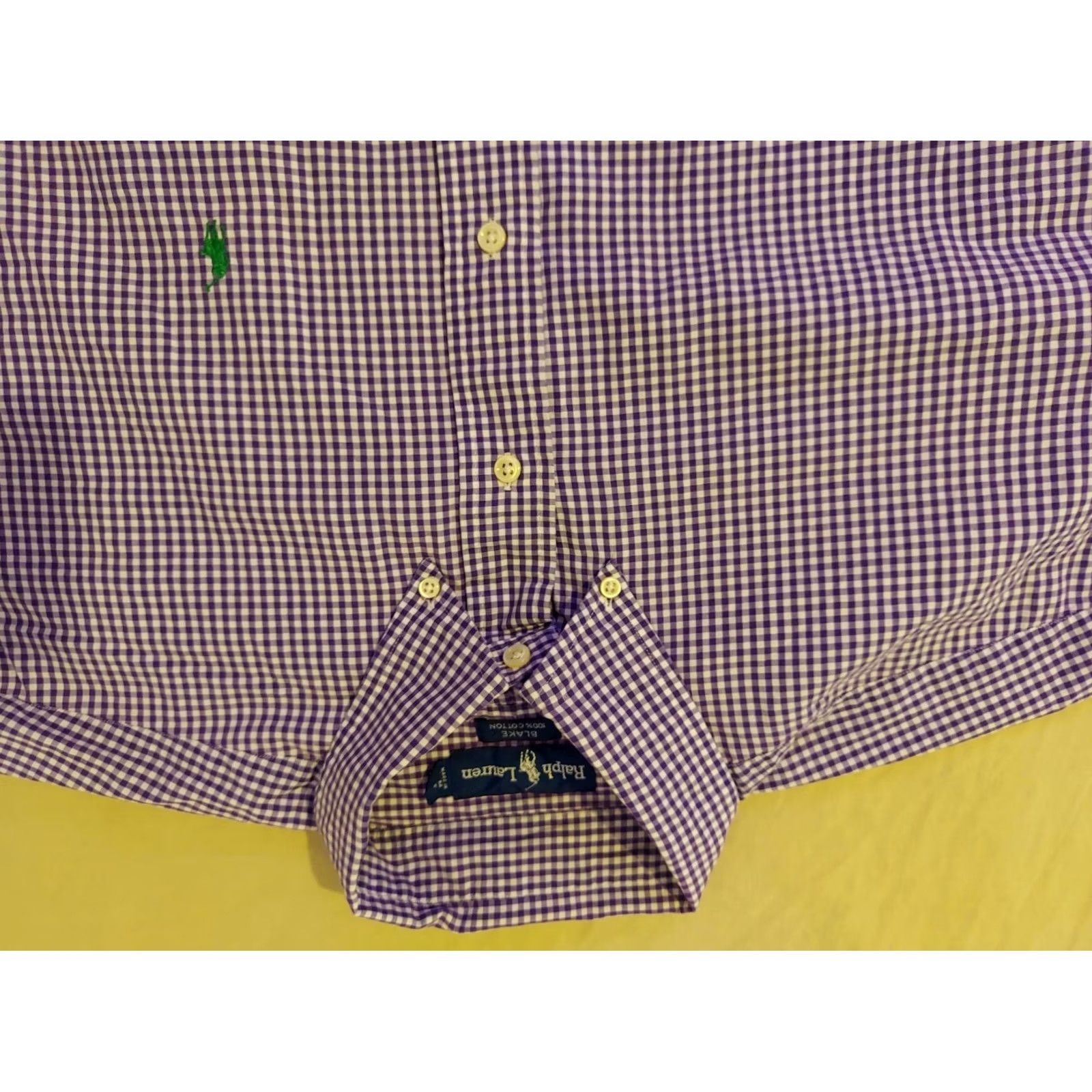 Polo Ralph Lauren Polo Ralph Lauren Shirt Mens L Purple Dress Button Cotton Size 42R - 2 Thumbnail