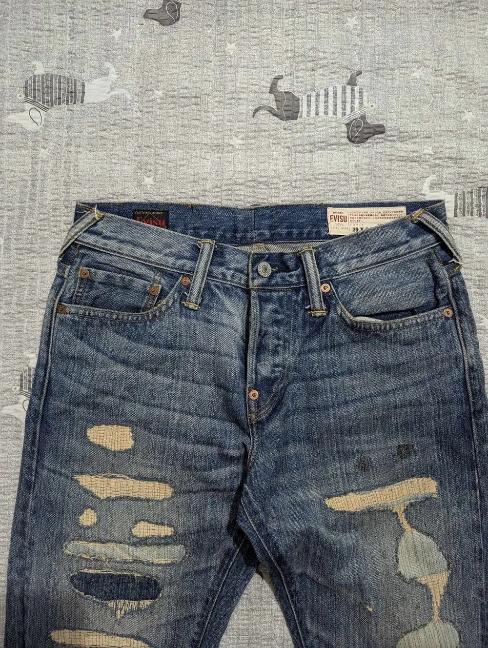 Evisu Evisu Japan Destroyed Seagull Denim Size US 29 - 13 Thumbnail