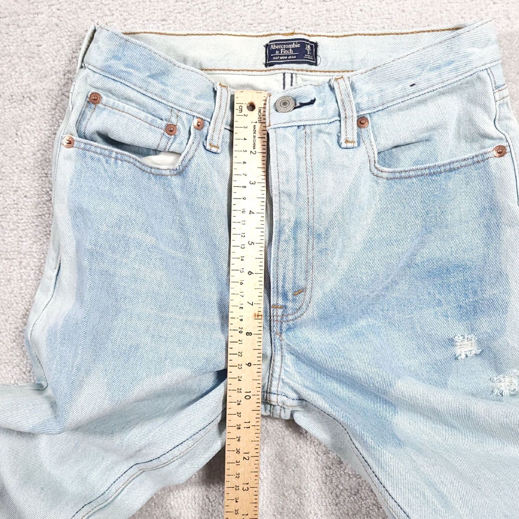 Abercrombie & Fitch Abercrombie & Fitch Mom Jeans Women's 2R 26 Ankle Crop Acid Wash Distressed Blue 90s Retro Size 26" / US 2 / IT 38 - 6 Thumbnail
