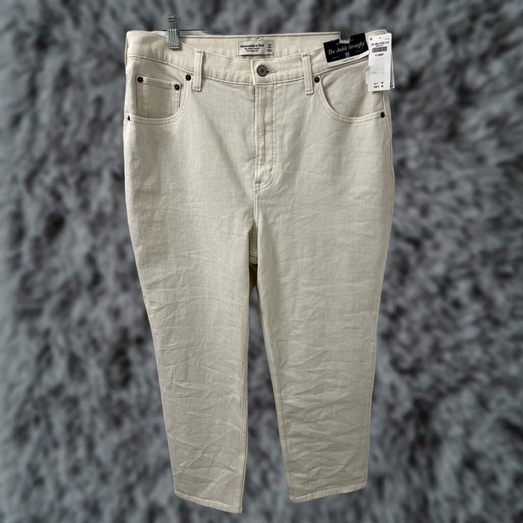 Abercrombie & Fitch VINTAGE Abercrombie & Fitch Jeans Womens 32x24 Beige Cream Ankle Straight Ultra High Rise Regular Size 32 Women Jeans Cream Ankle 90s Style Womens Size 24" / US 00 / IT 34 - 1 Thumbnail
