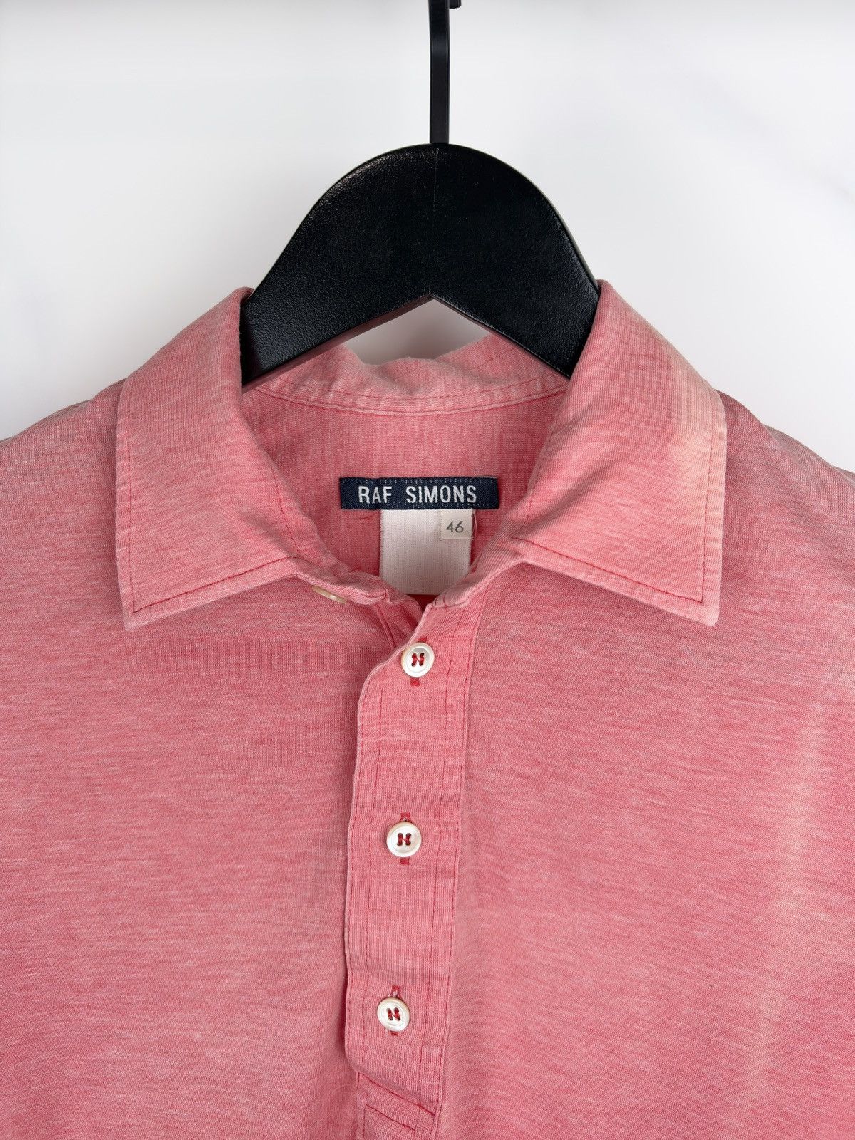Raf Simons SS97 Raf Simons Faded Red Polo Button Henley Shirt Size US S / EU 44-46 / 1 - 3 Thumbnail