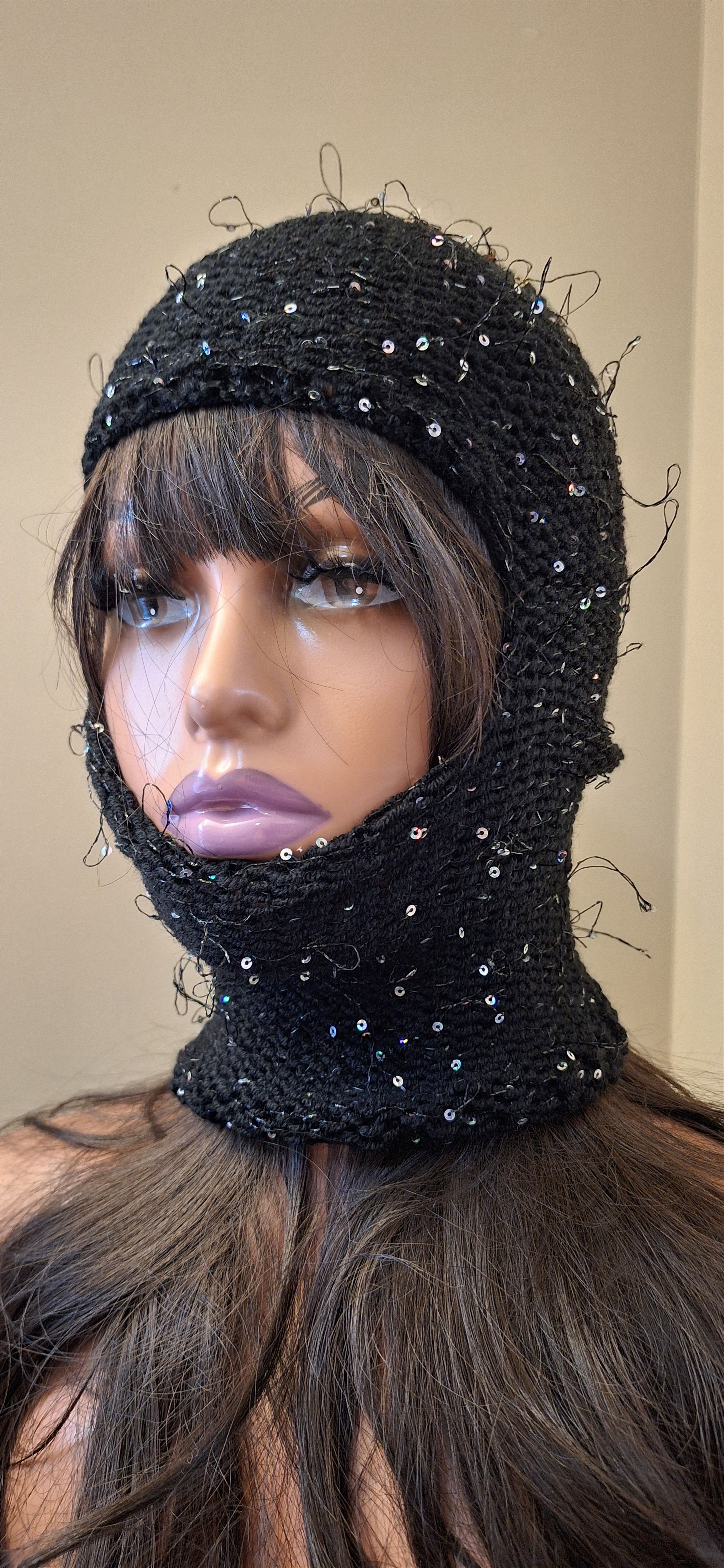 Other Silent Riot Balaclava – Black Knit Sequin Mask Size ONE SIZE - 1 Thumbnail