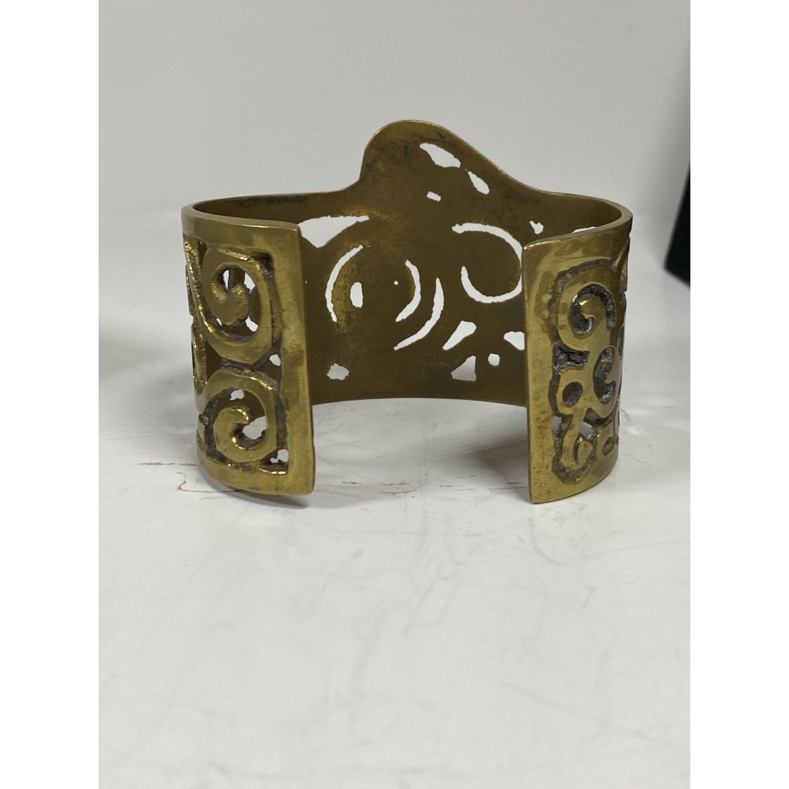 Other Artisan Modernist Etruscan Egyptian Brass Cuff Bangle Bracel Size ONE SIZE - 4 Thumbnail
