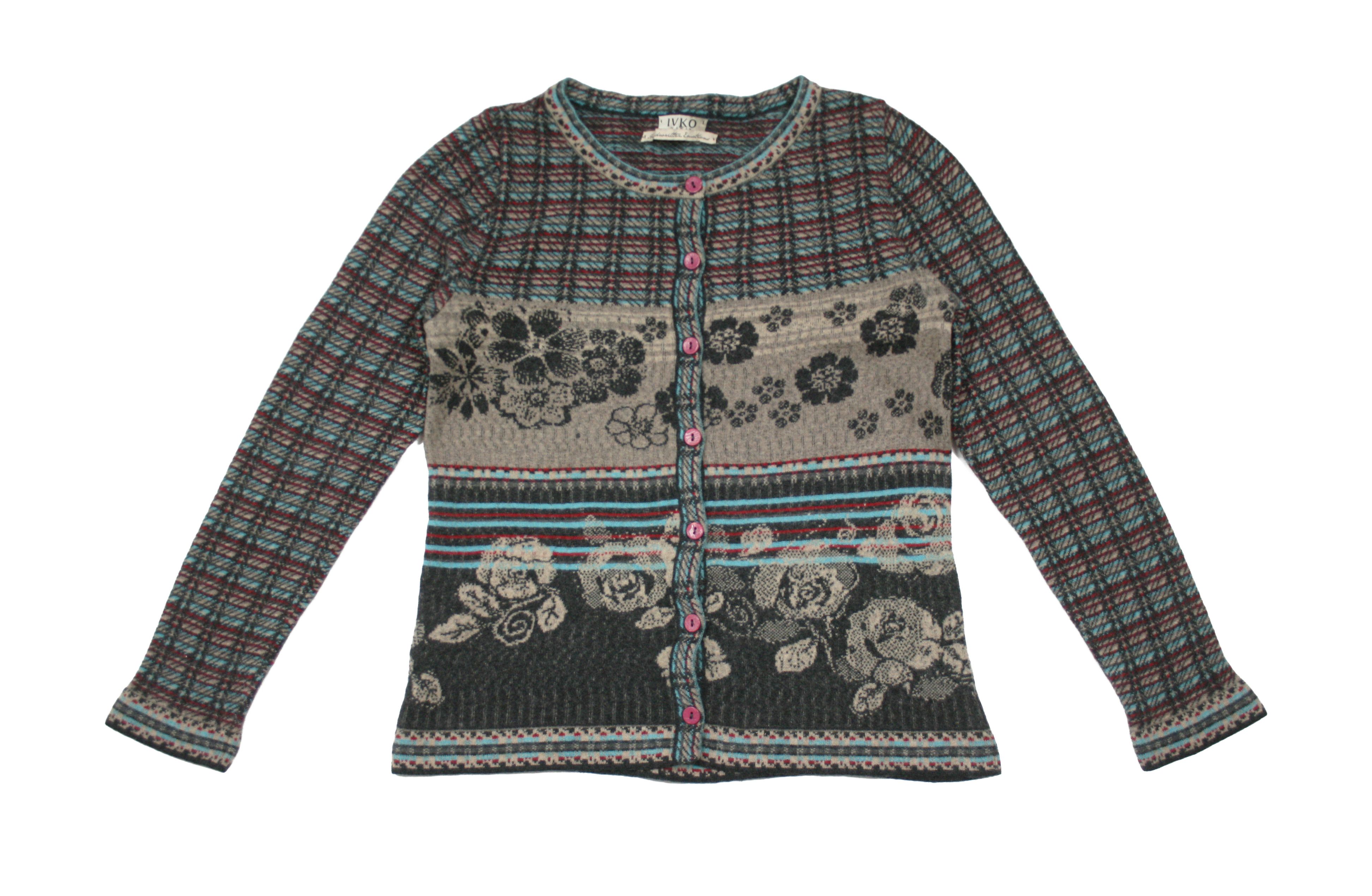 Other Ivko Float Floral Wool Intarsia Knit Cardigan Size S / US 4 / IT 40 - 1 Thumbnail