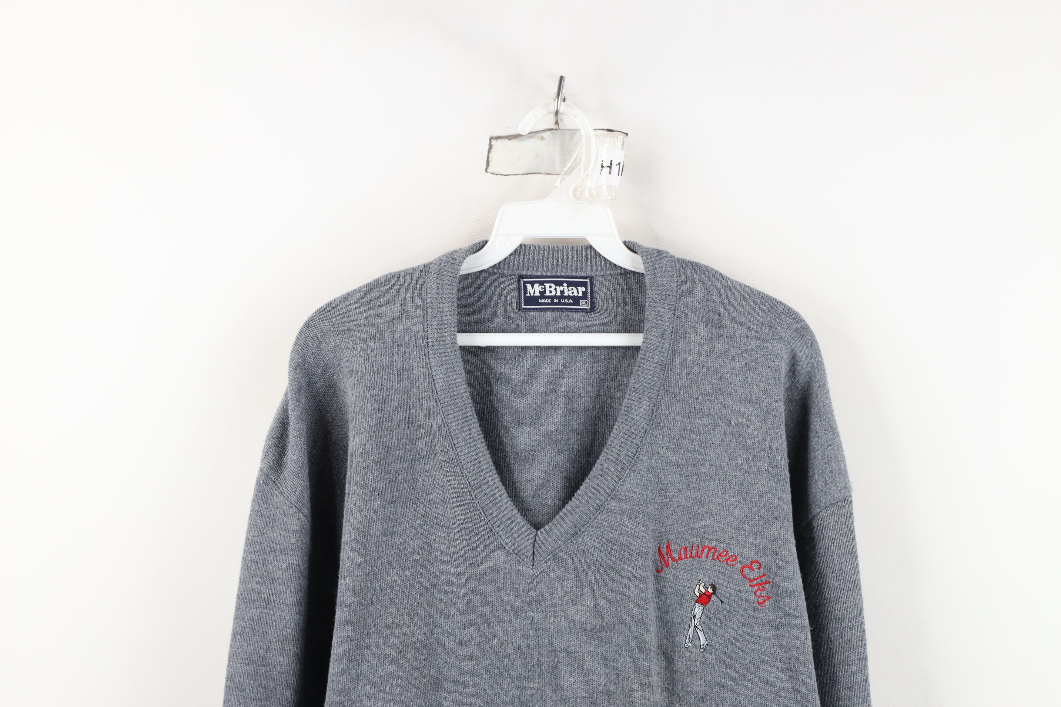 Vintage Vintage 70s 80s Streetwear Golf Knit V-Neck Sweater USA Gray Size US XL / EU 56 / 4 - 2 Thumbnail
