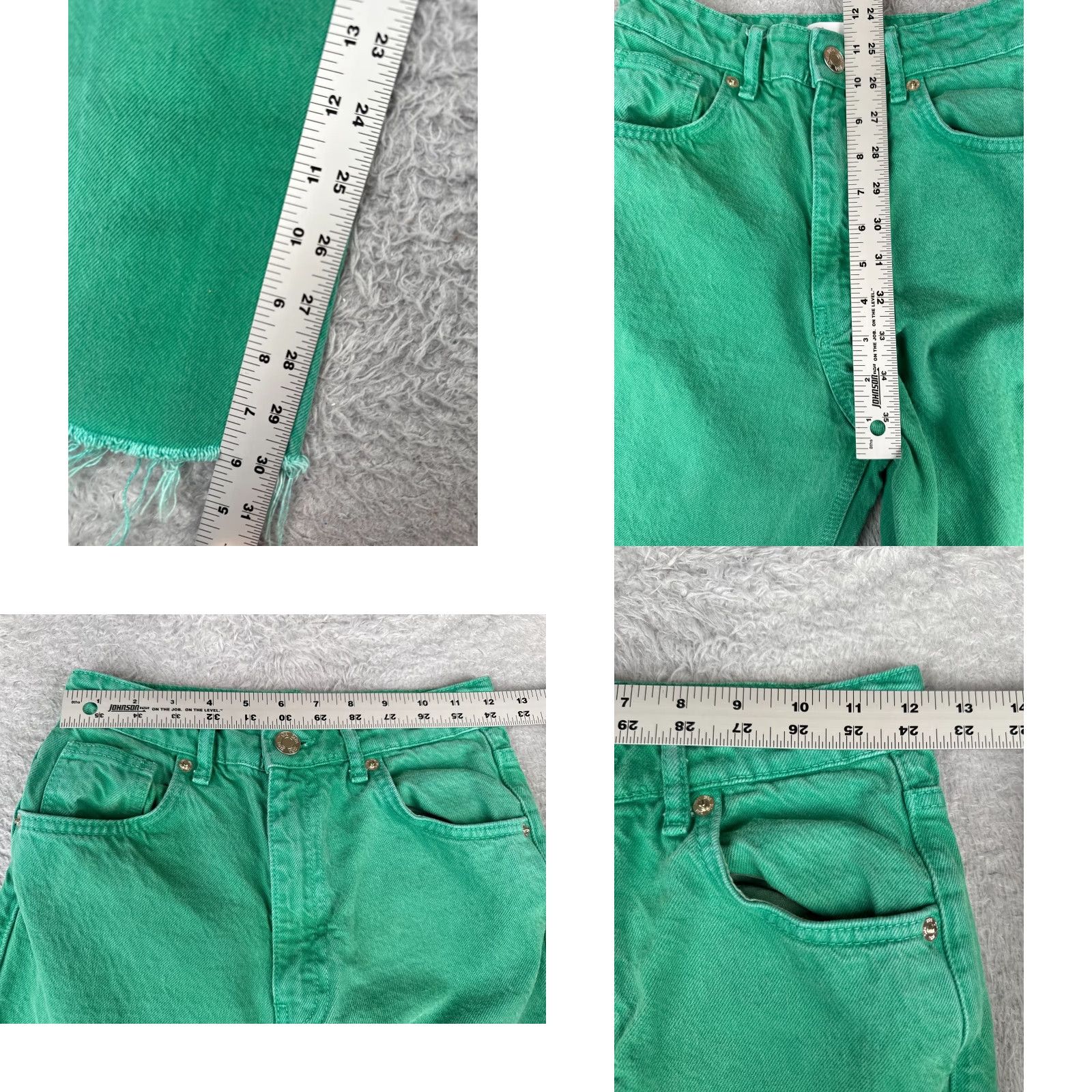 Zara Zara Jeans Women Green Denim Straight Leg High Rise 24x30 Jeans Womens 90s Distressed Pockets Button Zip Fly Cotton Blend Regular Rise LowLabel? Size 26" / US 2 / IT 38 - 8 Thumbnail