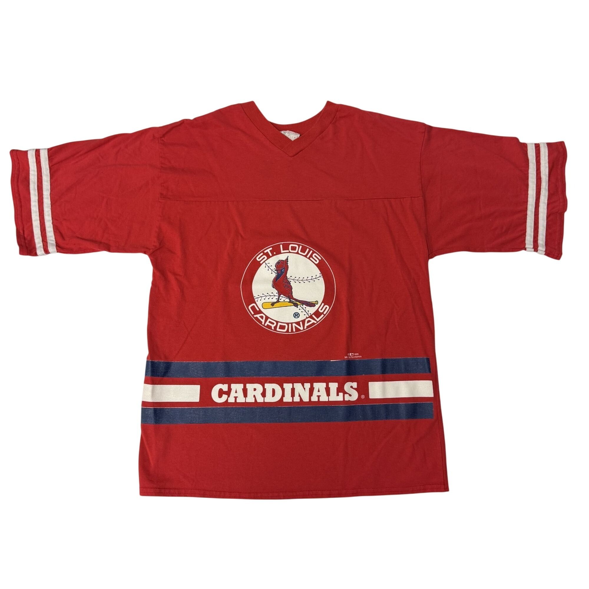 Other Vtg Sportonics 50/50 RINGER 1995 St Louis Cardinals T Shirt Size US L / EU 52-54 / 3 - 11 Thumbnail