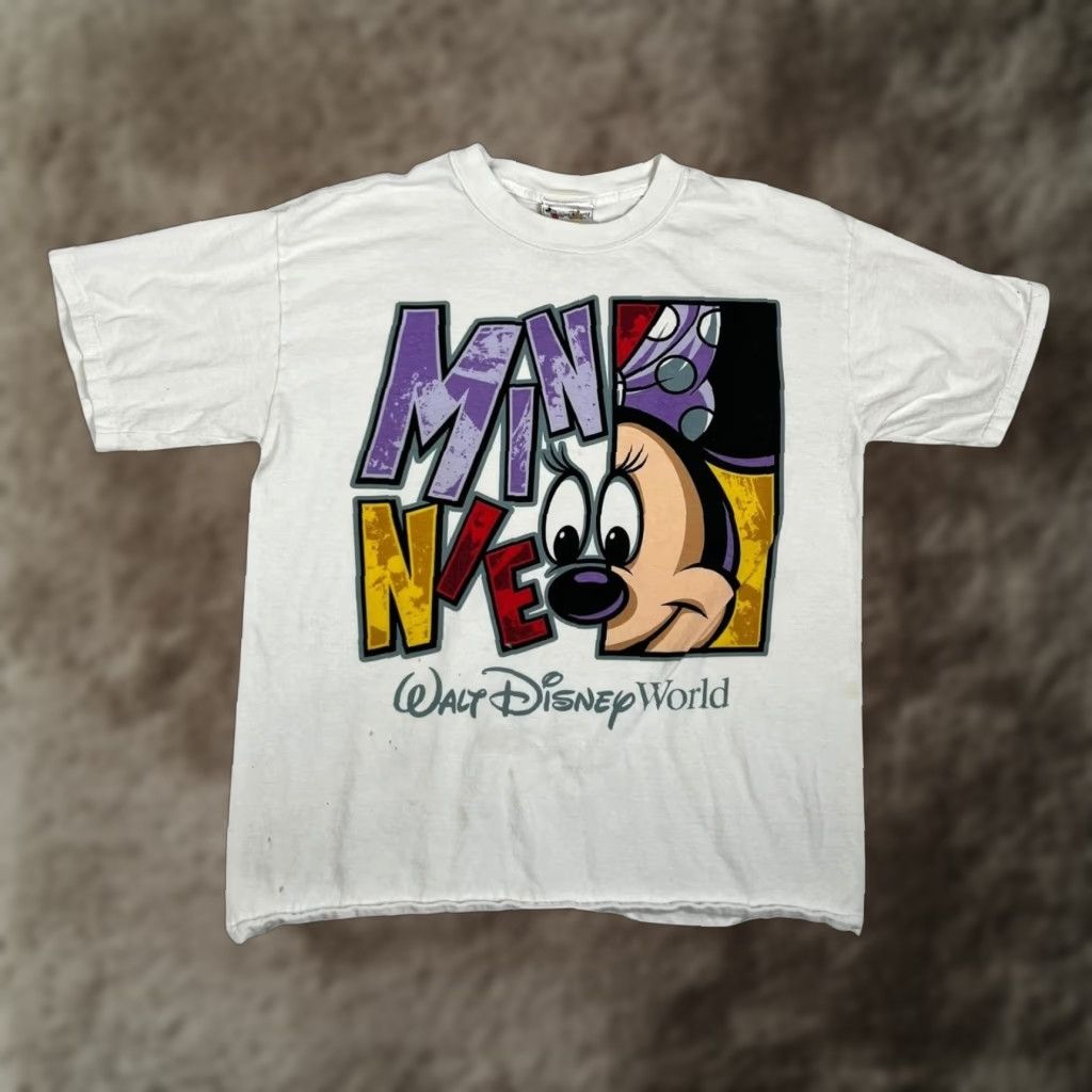 Disney VINTAGE Disney T-Shirt Minnie Mouse White Large Mens Crew Neck Graphic Print 90s Souvenir Shirt Size US L / EU 52-54 / 3 - 1 Thumbnail