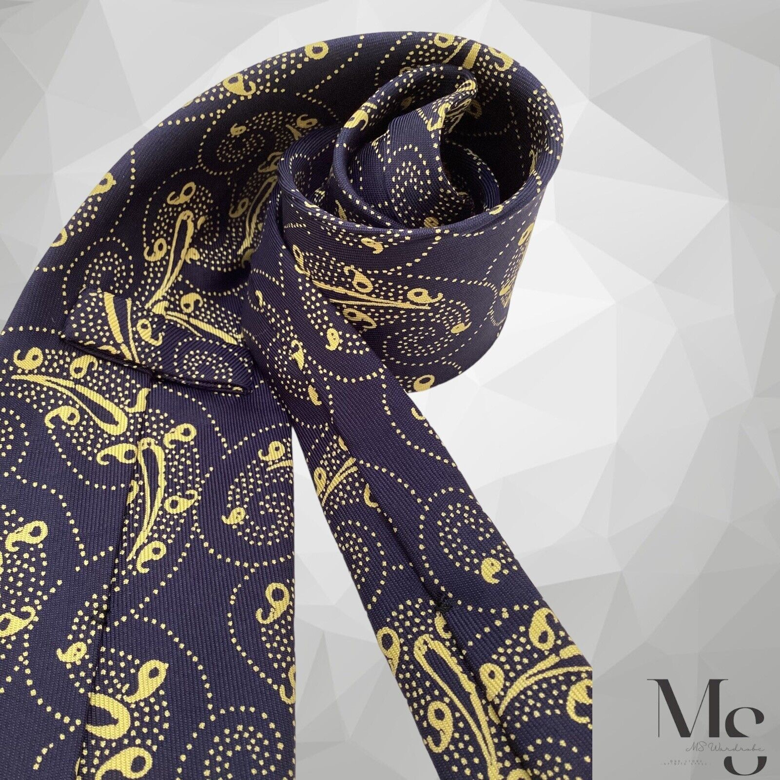 Turnbull & Asser TURNBULL & ASSER Navy Paisley Luxury Silk Tie Hand Made In E Size ONE SIZE - 5 Thumbnail