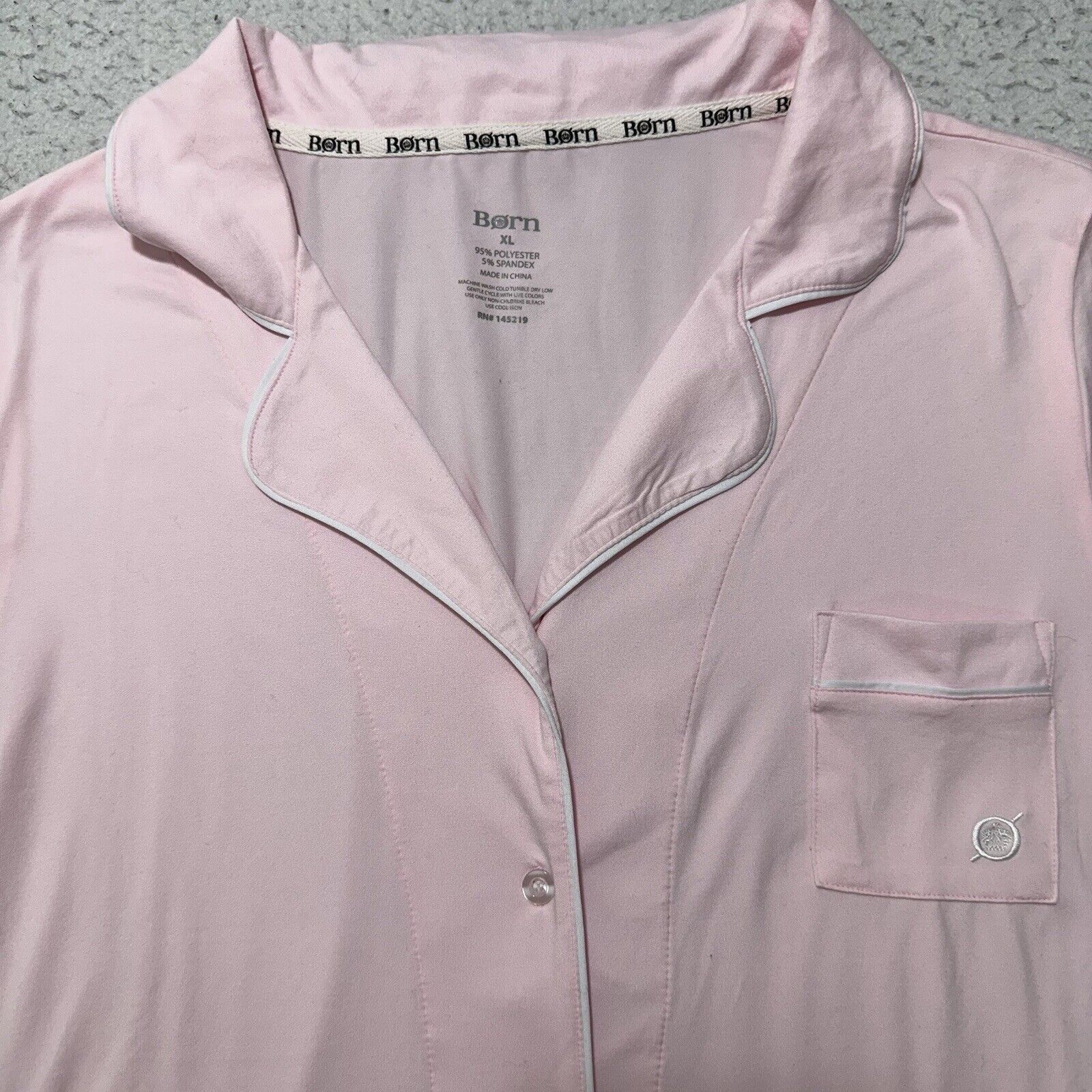 Born Børn XL Button Down Sleep Shirt Lightweight Pink Size XL / US 12-14 / IT 48-50 - 2 Thumbnail