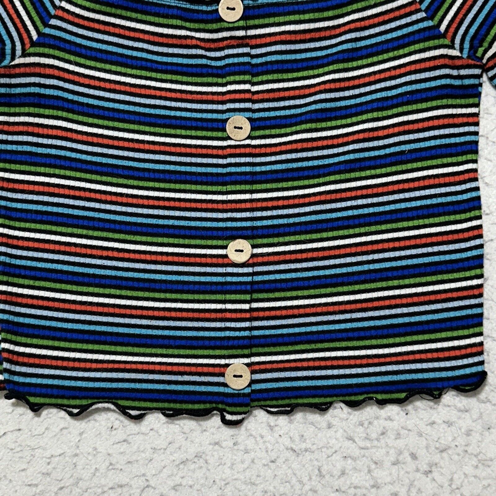Other Ambiance Medium Crop Top Rainbow Striped TShirt Button Front Size M / US 6-8 / IT 42-44 - 6 Thumbnail