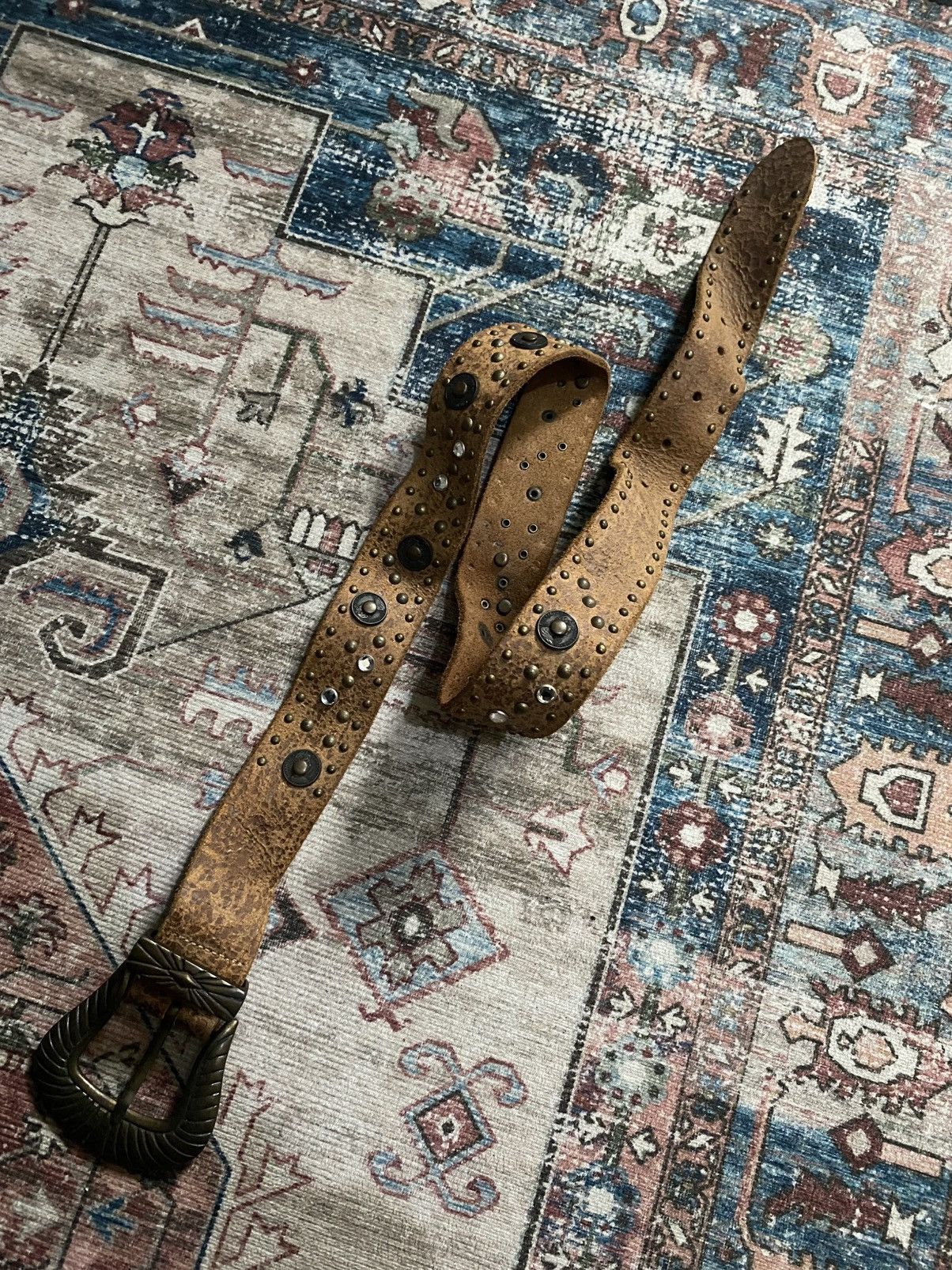 If Six Was Nine Leather studded elizabeth II penny australia belt Size ONE SIZE - 1 Thumbnail