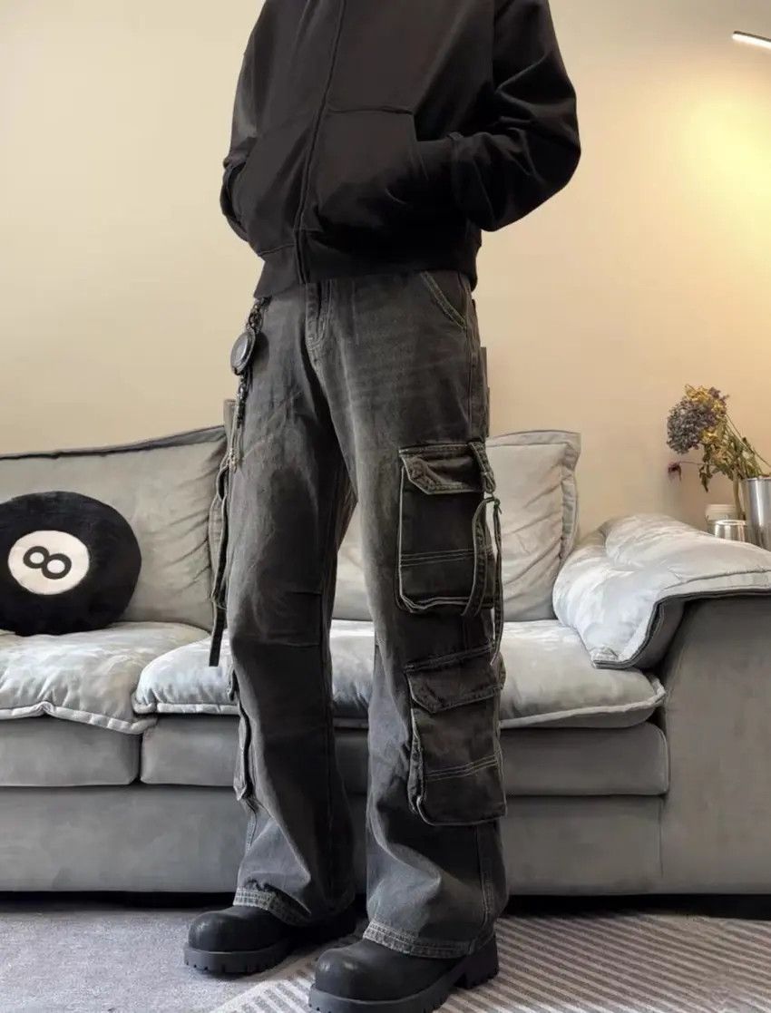 Designer × Japanese Brand baggy hip hop wide leg washed jeans Size US 30 / EU 46 - 2 Thumbnail