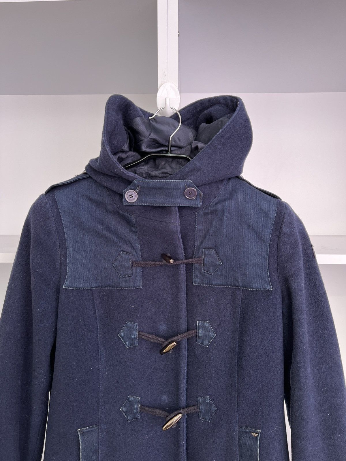 Emporio Armani × Giorgio Armani × Vintage Vintage Armani Jeans Wool Hooded Women’s Coat Size M / US 6-8 / IT 42-44 - 6 Thumbnail