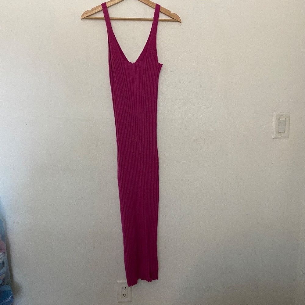 Other Fashion to Figure Pink V-Neck Low Back Bodycon Sweater Midi Size XXL / US 16-18 / IT 52-54 - 5 Thumbnail