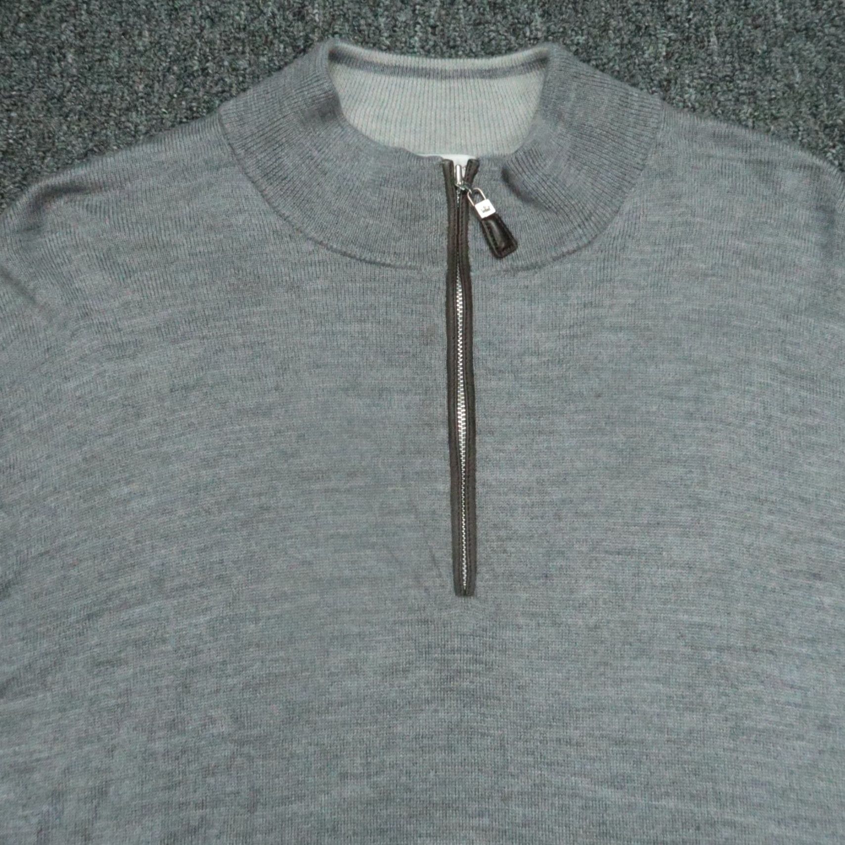 Peter Millar Peter Millar Sweater Mens XL Gray Wool Silk Nappa Trimmed Quarter Zip Pullover Size US XL / EU 56 / 4 - 2 Thumbnail