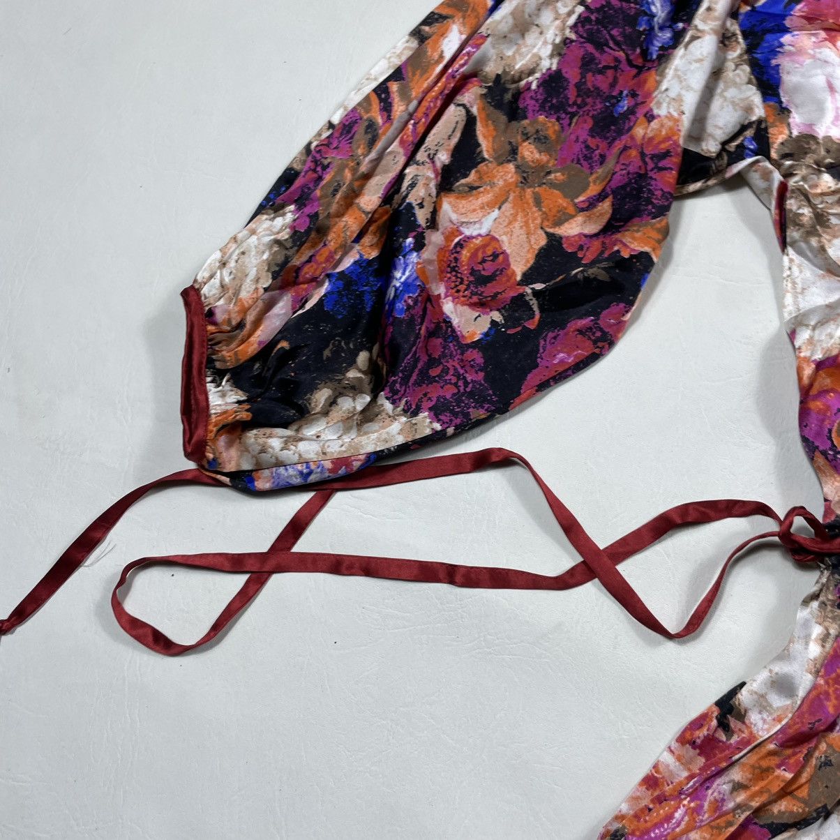 Roberto Cavalli Just Cavalli Multicolor Silk Satin Floral Print Size M / US 6-8 / IT 42-44 - 21 Thumbnail