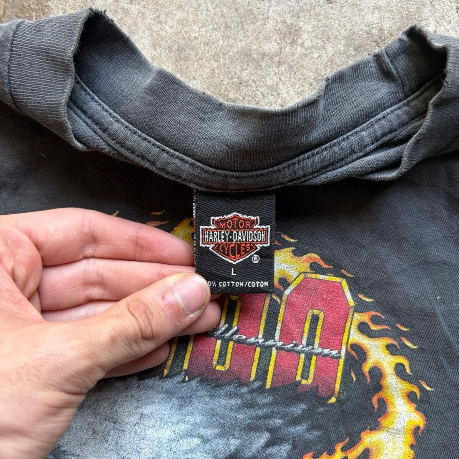 Harley Davidson Vintage 2000 harley davidson black eagle flame faded t shirt Size US XL / EU 56 / 4 - 4 Thumbnail