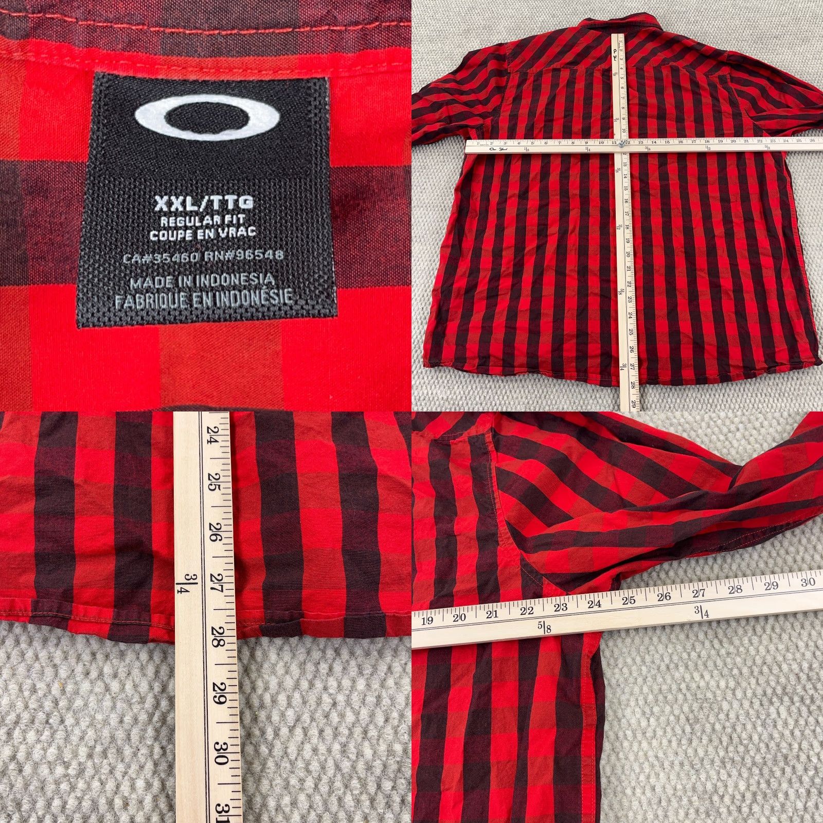 Oakley Oakley Button-Up Shirt Men 2XL Gray Black Plaid Regular Fit Casual Outdoor Size 48R - 8 Thumbnail