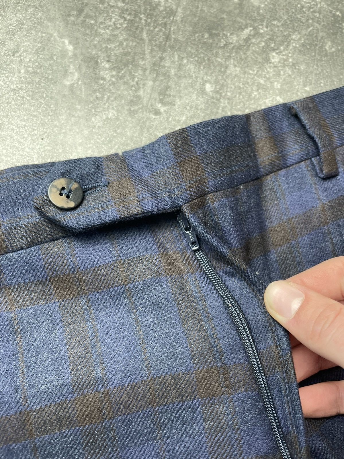 Designer Marcopescarolo Napoli Wool Checkered Casual Pants Size US 34 / EU 50 - 5 Thumbnail