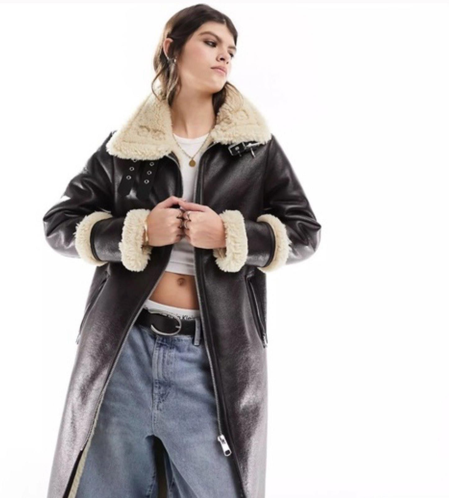 Bershka Women's Bershka chocolate longline fur coat BNWT Size L/12 Size L / US 10 / IT 46 - 1 Thumbnail