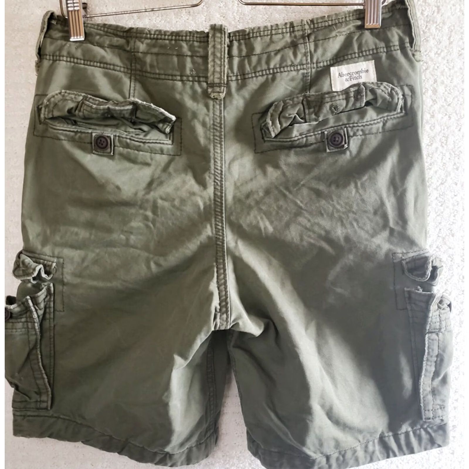 Abercrombie & Fitch Abercrombie & Fitch Mens Cargo Shorts Sz 30 Olive Green Heavyweight Cotton Cargo Pocket Button Closure Size US 30 / EU 46 - 5 Thumbnail