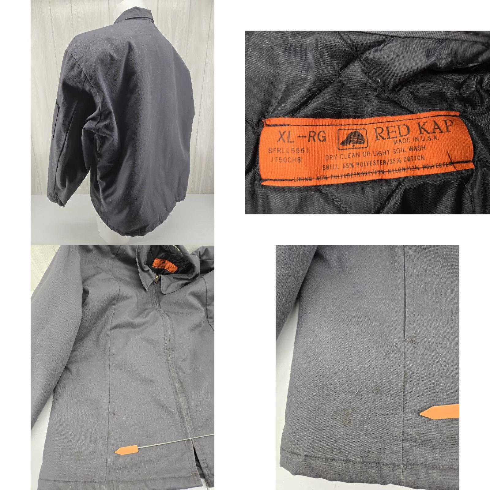 Red Kap Red Kap Jacket Mechanic Style XL Gray Distressed USA Coat, Workwear, Canvas, Zip, Regular Fit, Men's Jacket Size US XL / EU 56 / 4 - 8 Thumbnail