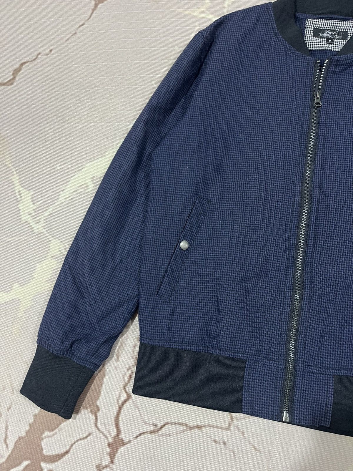 Japanese Brand Beno Navy Houndstooth Bomber Jacket M Size US S / EU 44-46 / 1 - 3 Thumbnail
