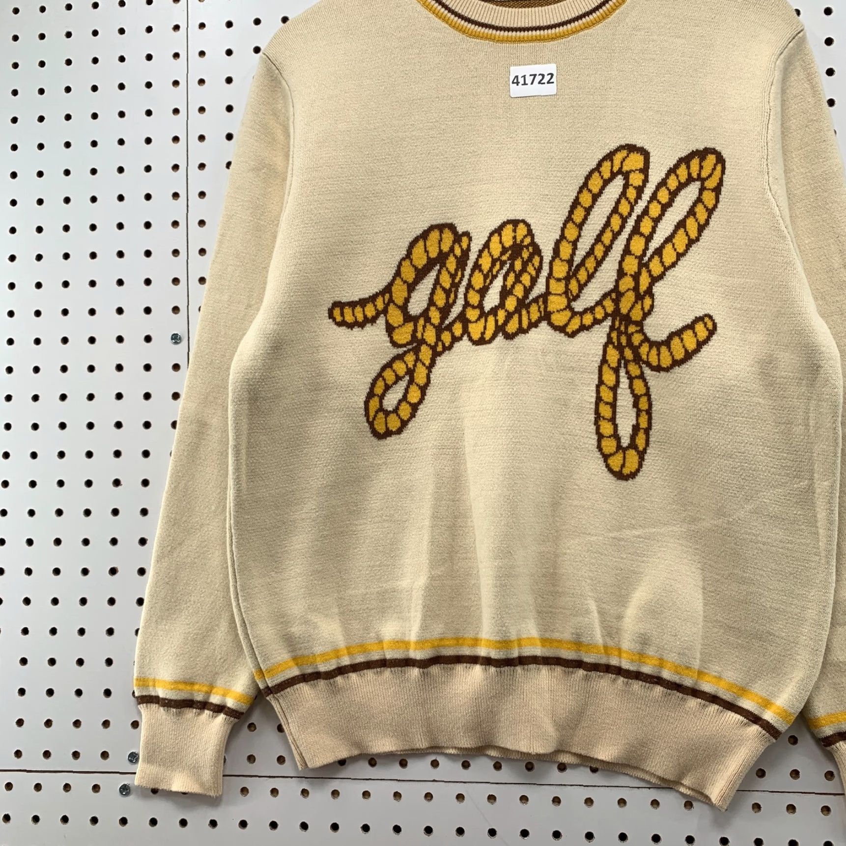Golf Wang VINTAGE Golf Wang Tyler Creator Knit Sweater Mens Small Beige Crew Neck Winter Casual Pullover 20.5x25.5 Size US S / EU 44-46 / 1 - 5 Thumbnail