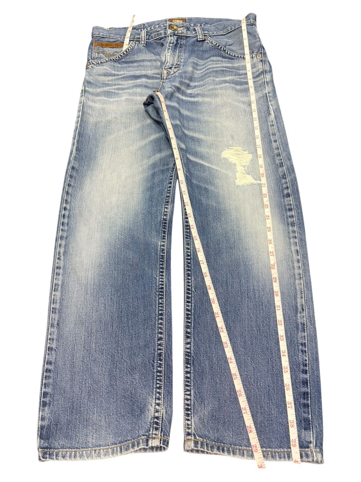 Edwin Exclusive Vintage Edwin XV Faded Wash Distressed Jeans Size US 33 - 7 Thumbnail