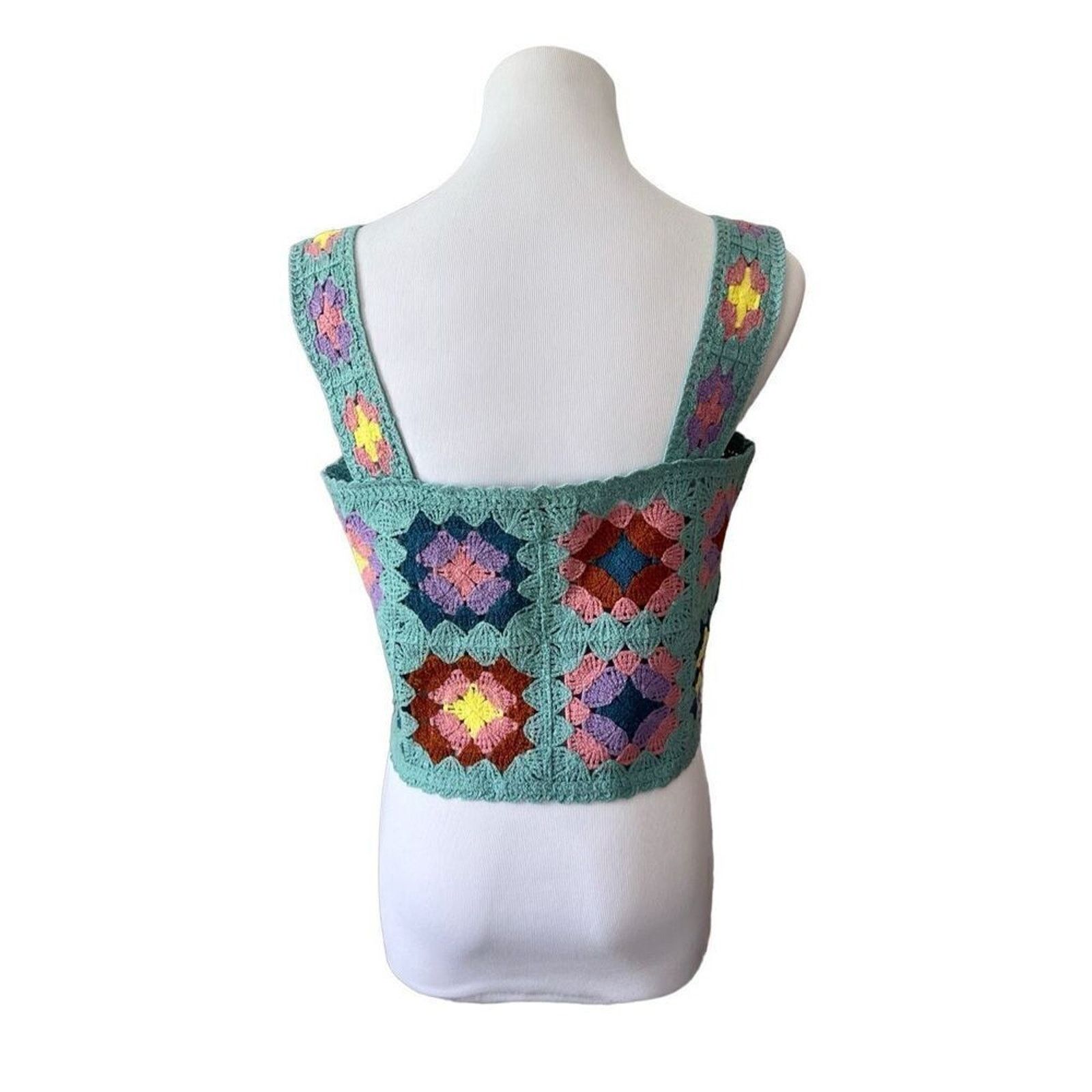 Other Witty Fox Bohemian Crocheted Crop Tank Top Green MEDIUM NWT Size M / US 6-8 / IT 42-44 - 3 Thumbnail