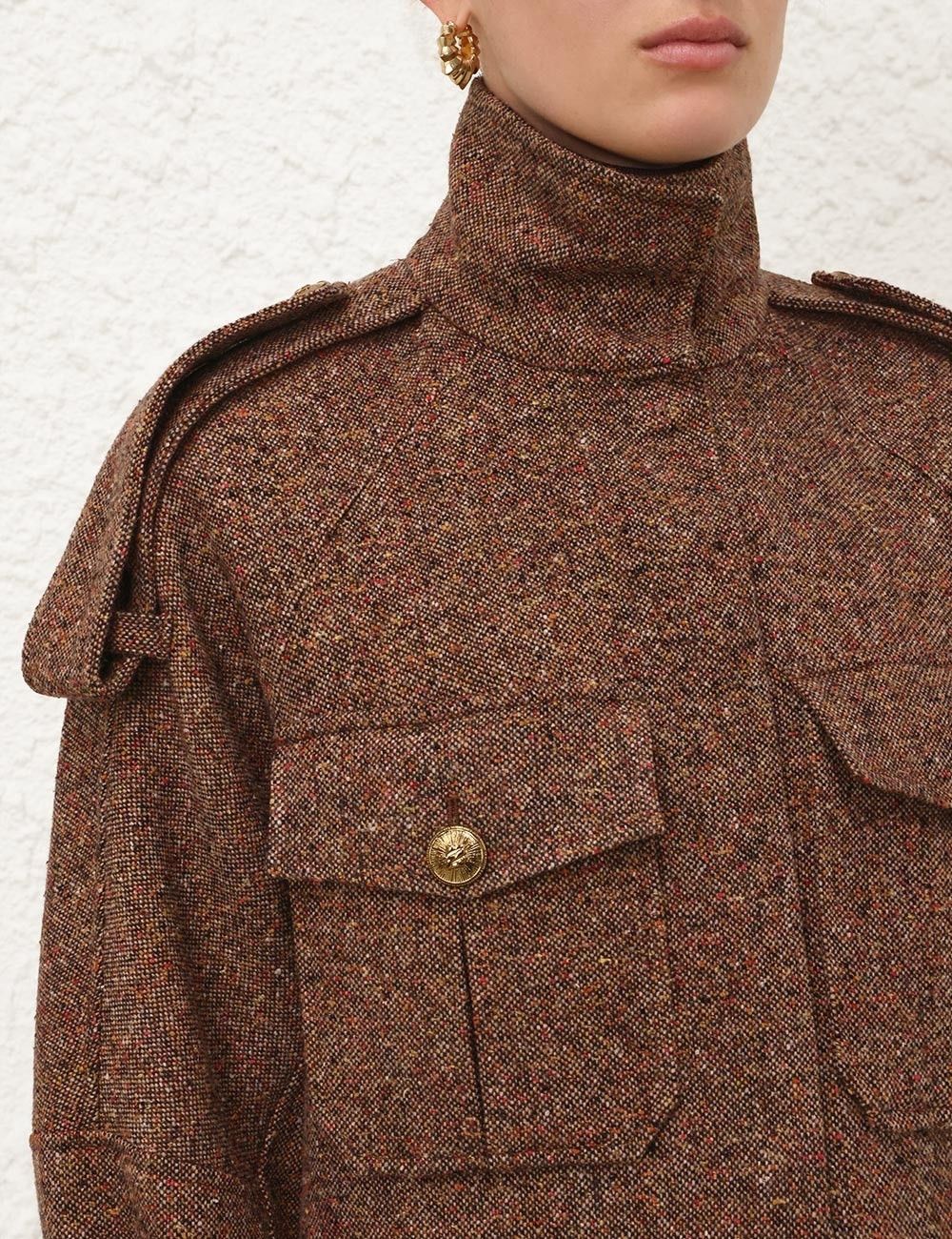 Zimmermann oc11z0725 Illustration Tweed Jacket in Brown Size XS / US 0-2 / IT 36-38 - 5 Thumbnail
