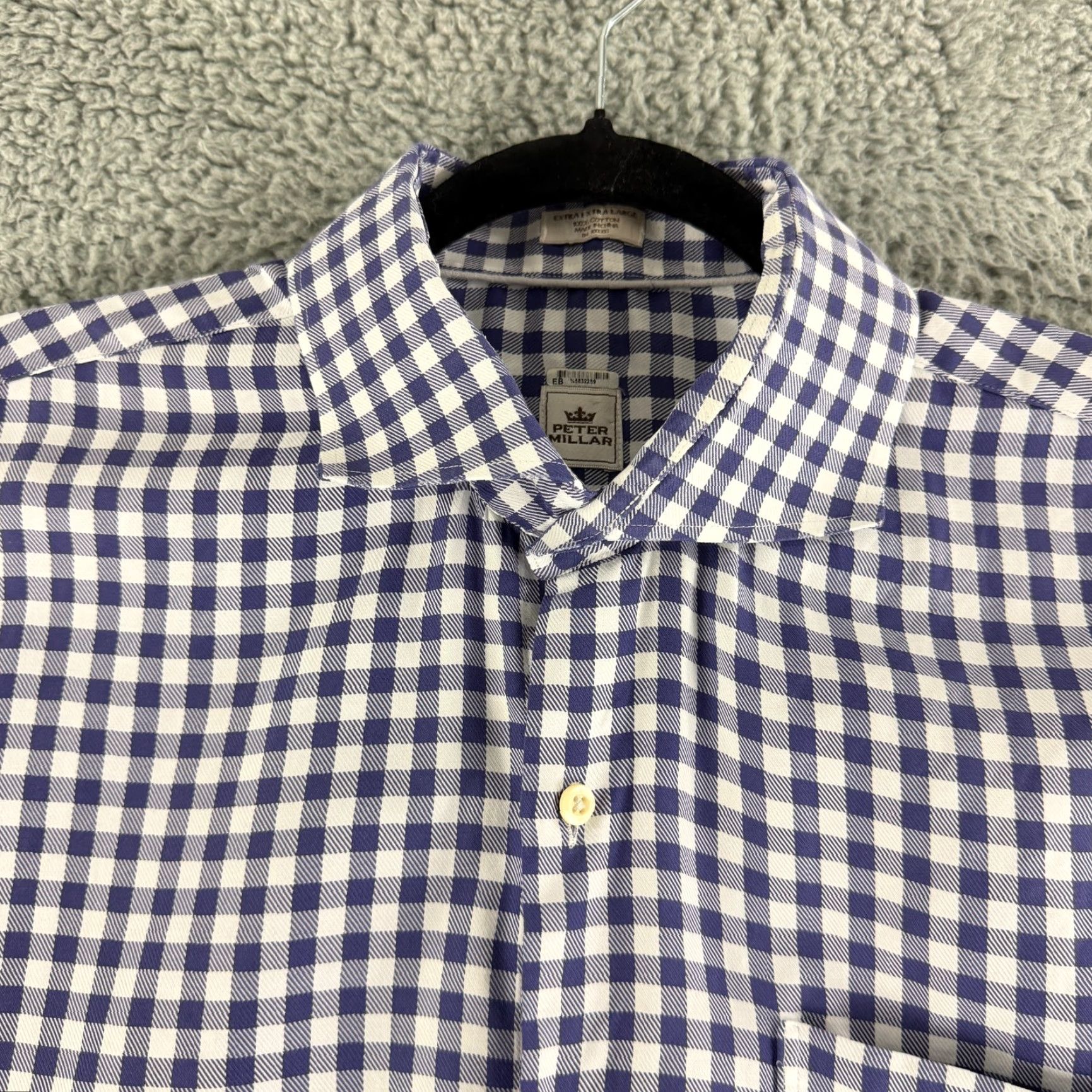 Peter Millar Peter Millar Button-Up Shirt Mens 2XL Blue Check Print Long Sleeve Cotton Size US XXL / EU 58 / 5 - 2 Thumbnail