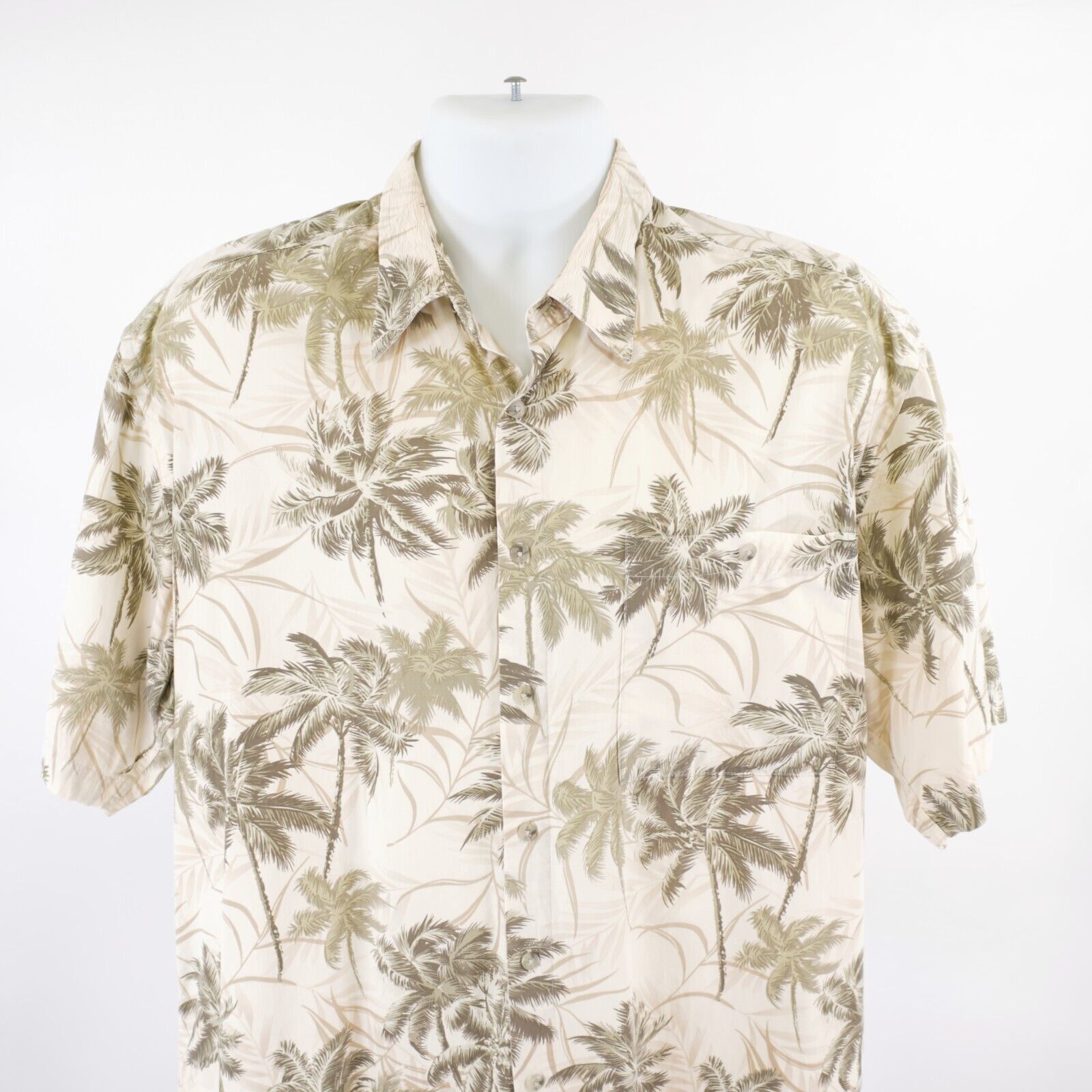 Pierre Cardin Pierre Cardin Tan Green Large Palm Tree Cotton Hawaiian Coll Size US L / EU 52-54 / 3 - 1 Thumbnail