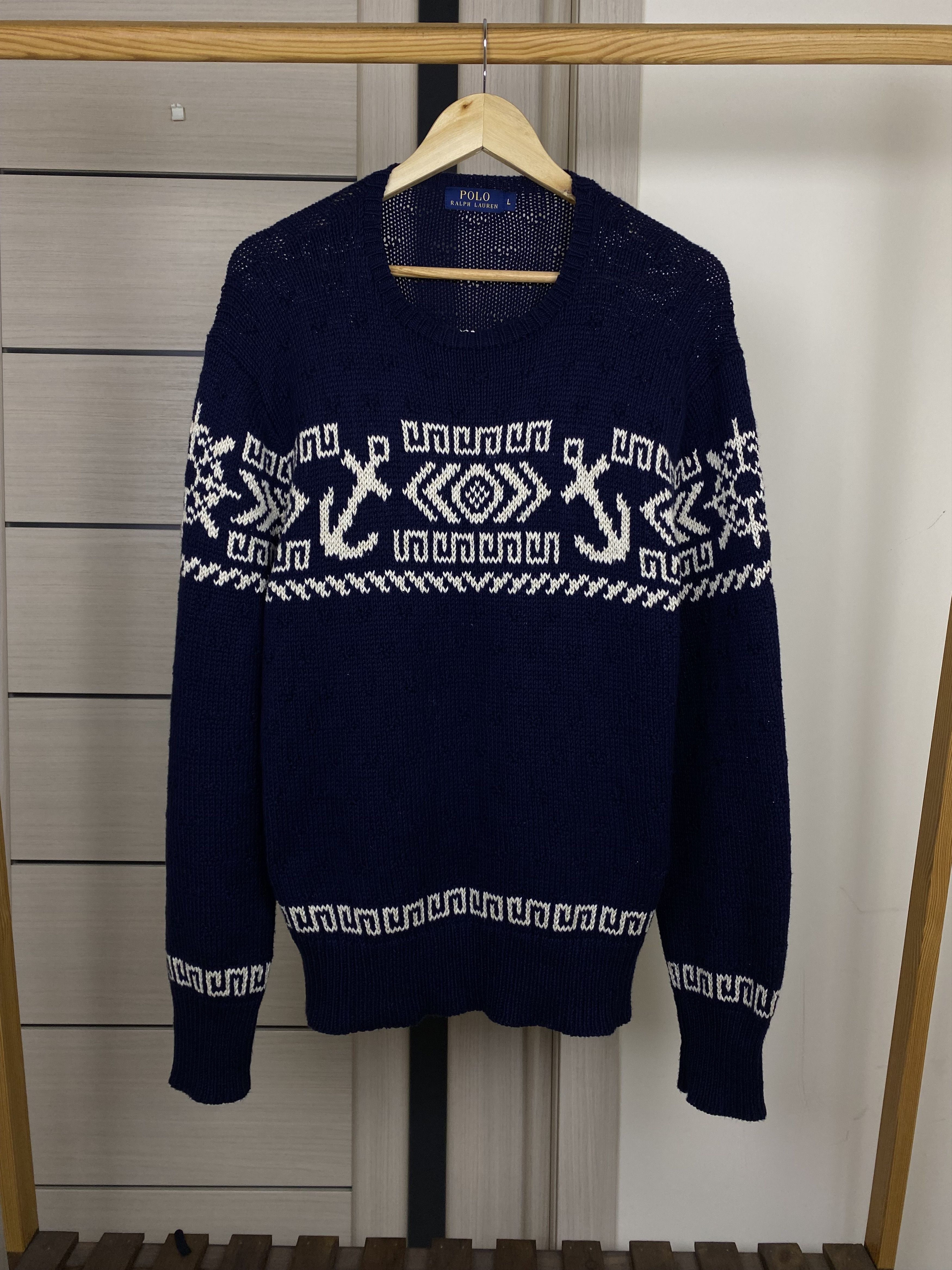 Polo Ralph Lauren Anchor Shawl Knit Sweater Marine